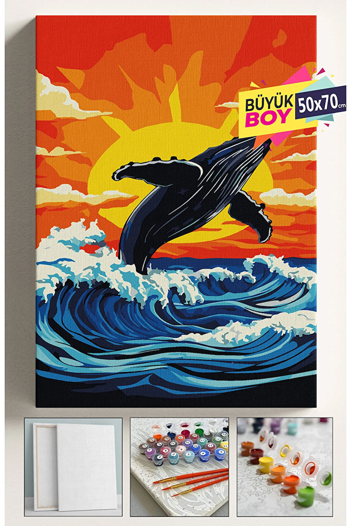 Sayılarla Boyama Seti Numaralı Tuval Fırça Boya Dahil Kasnaklı Set 50x70 Cm - MOBİDİK