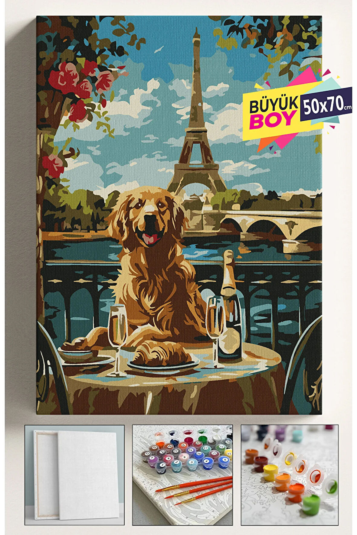 Sayılarla Boyama Seti Numaralı Tuval Fırça Boya Dahil Kasnaklı Set 50x70 Cm - PARİS GOLDEN