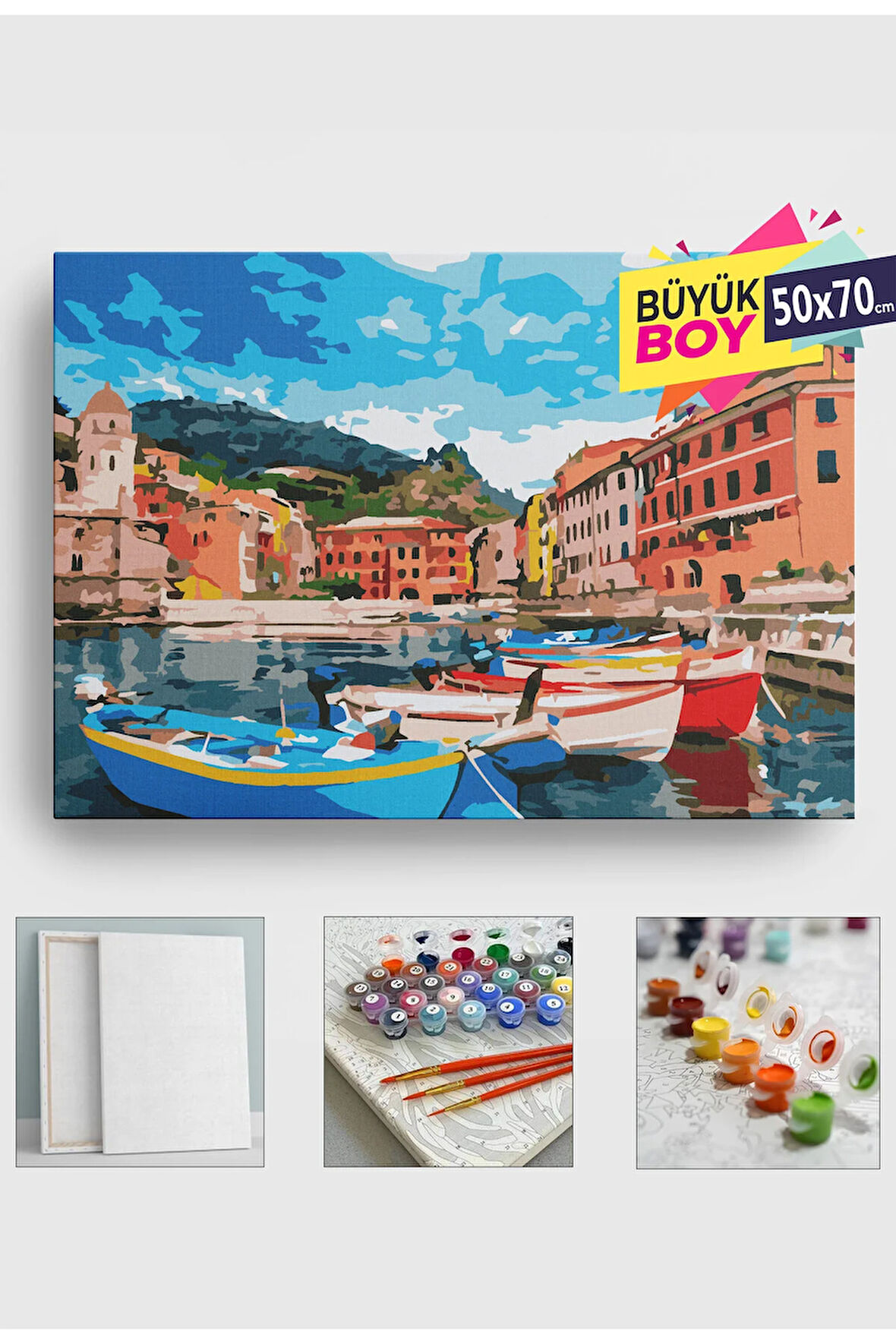 Sayılarla Boyama Seti Numaralı Tuval Fırça Boya Dahil Kasnaklı Set 50x70 Cm - TEKNELER