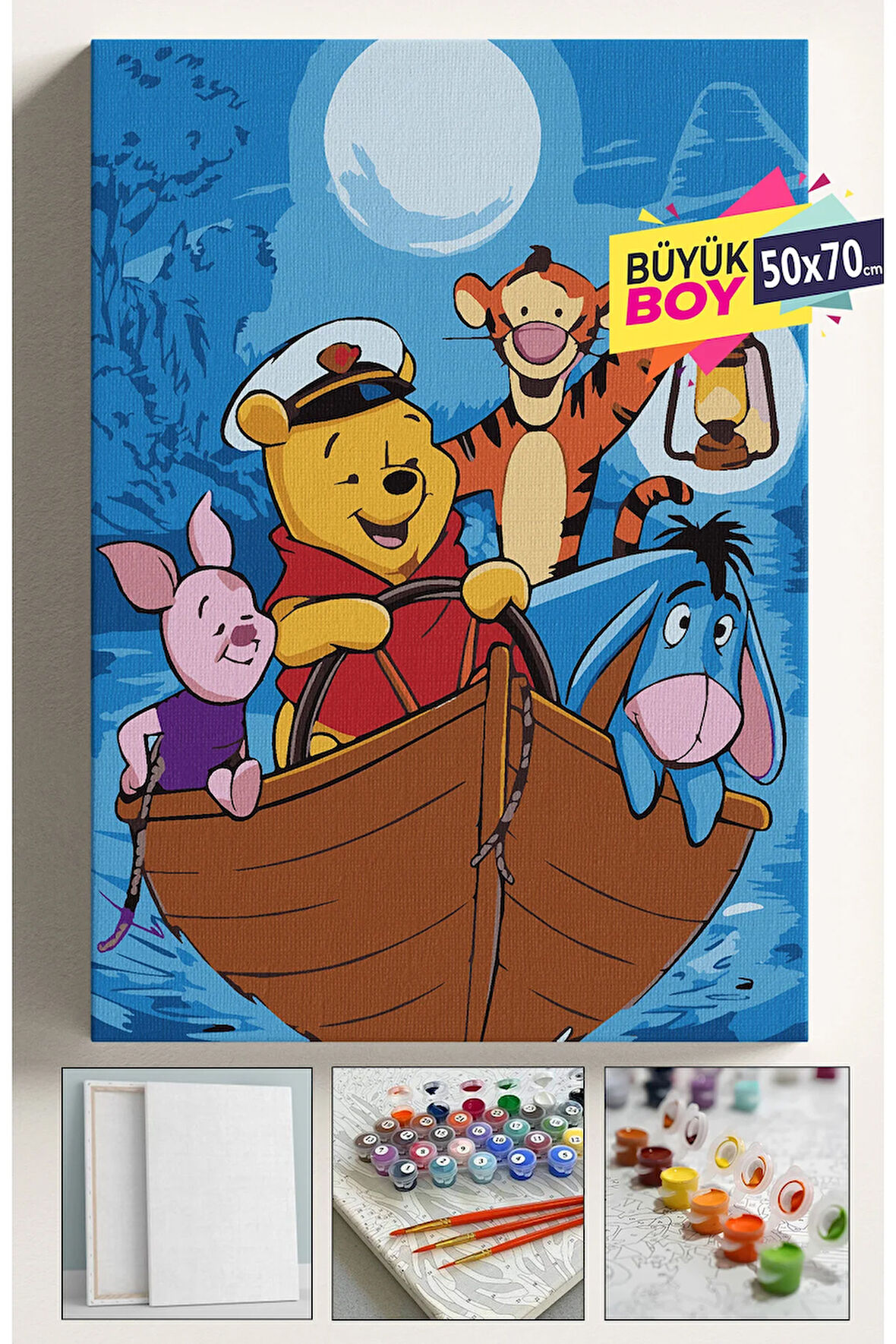 Sayılarla Boyama Seti Numaralı Tuval Fırça Boya Dahil Kasnaklı Set 50x70 Cm - Wi̇nni̇e Ve Arkadaşlar