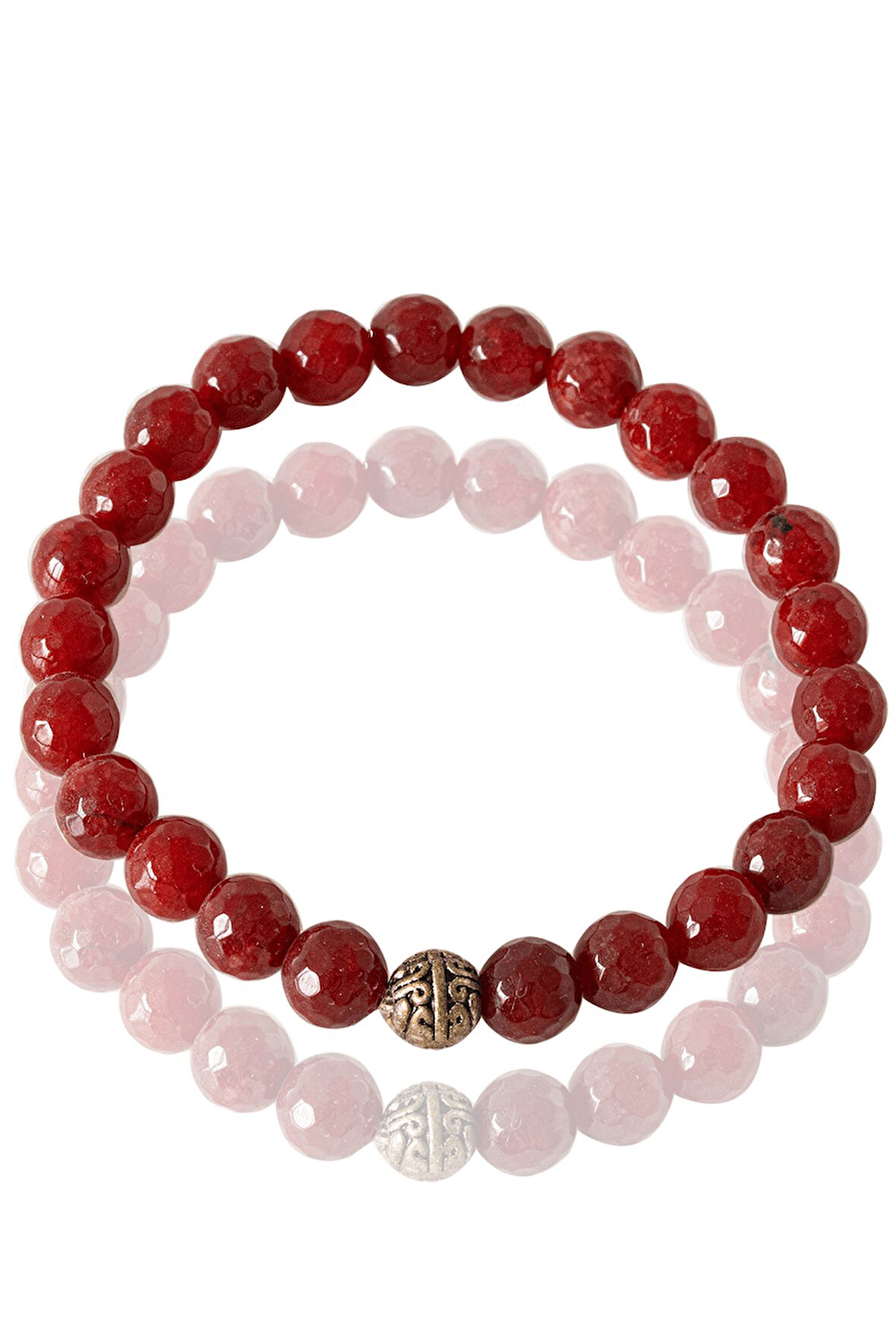 Sertifikalı Fasetli Kırmızı Akik Taşı Bileklik - Gümüş Aparatlı