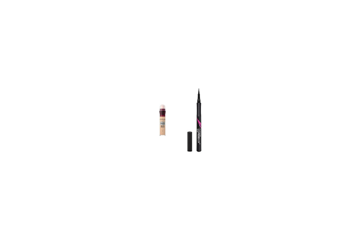 New York Instant Anti Age Eraser Kapatıcı, 01 Light, 6.8 ml + New York Hyper Precise All Day Eyeliner - 701 Matte Onyx