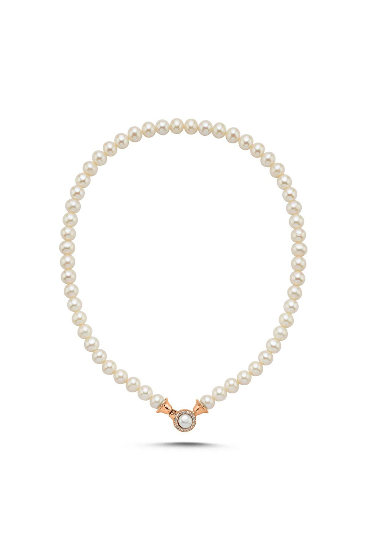 925 Ayar Gümüş 7 mm Doğal İnci Kolye