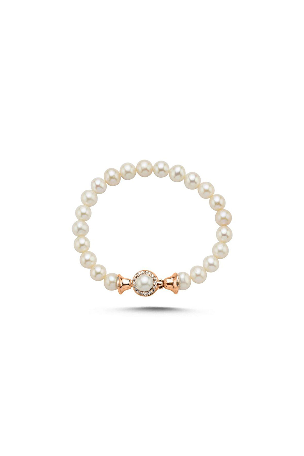 925 Ayar Gümüş Kadın Zirkon Taşlı Doğal İnci Bileklik