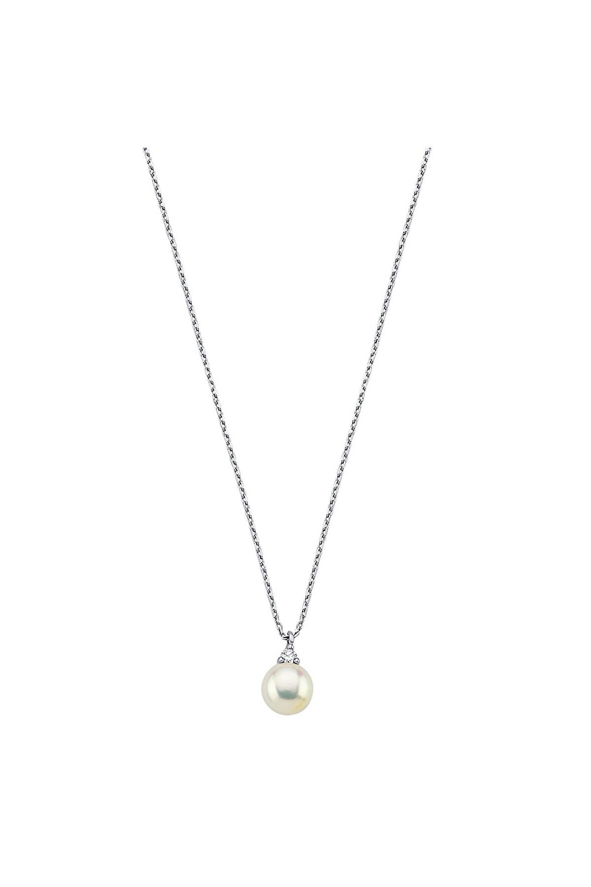 14 Ayar Altın 5 mm Doğal İnci 0,04 Ct Pırlantalı Kolye