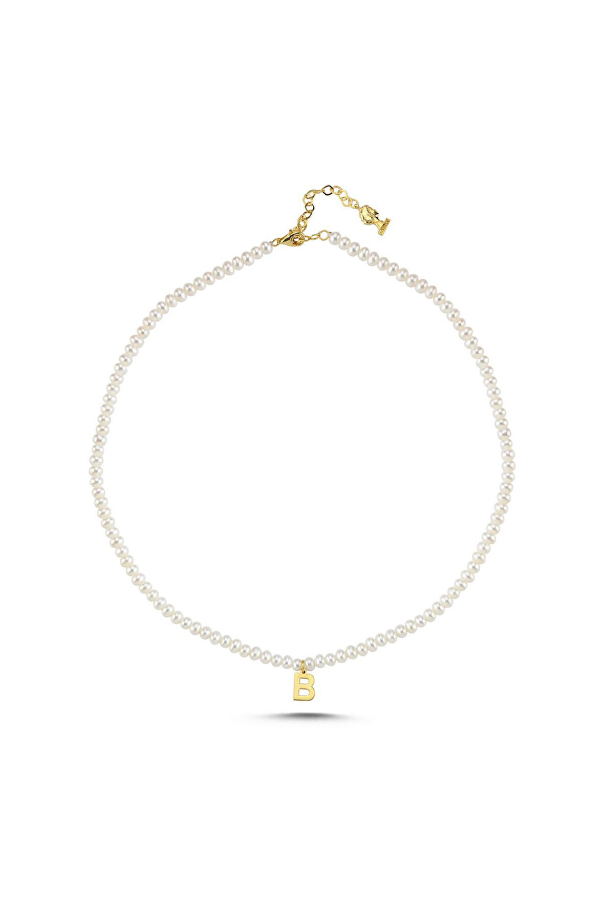 925 Ayar Gümüş 4 mm Harfli Doğal İnci Kolye