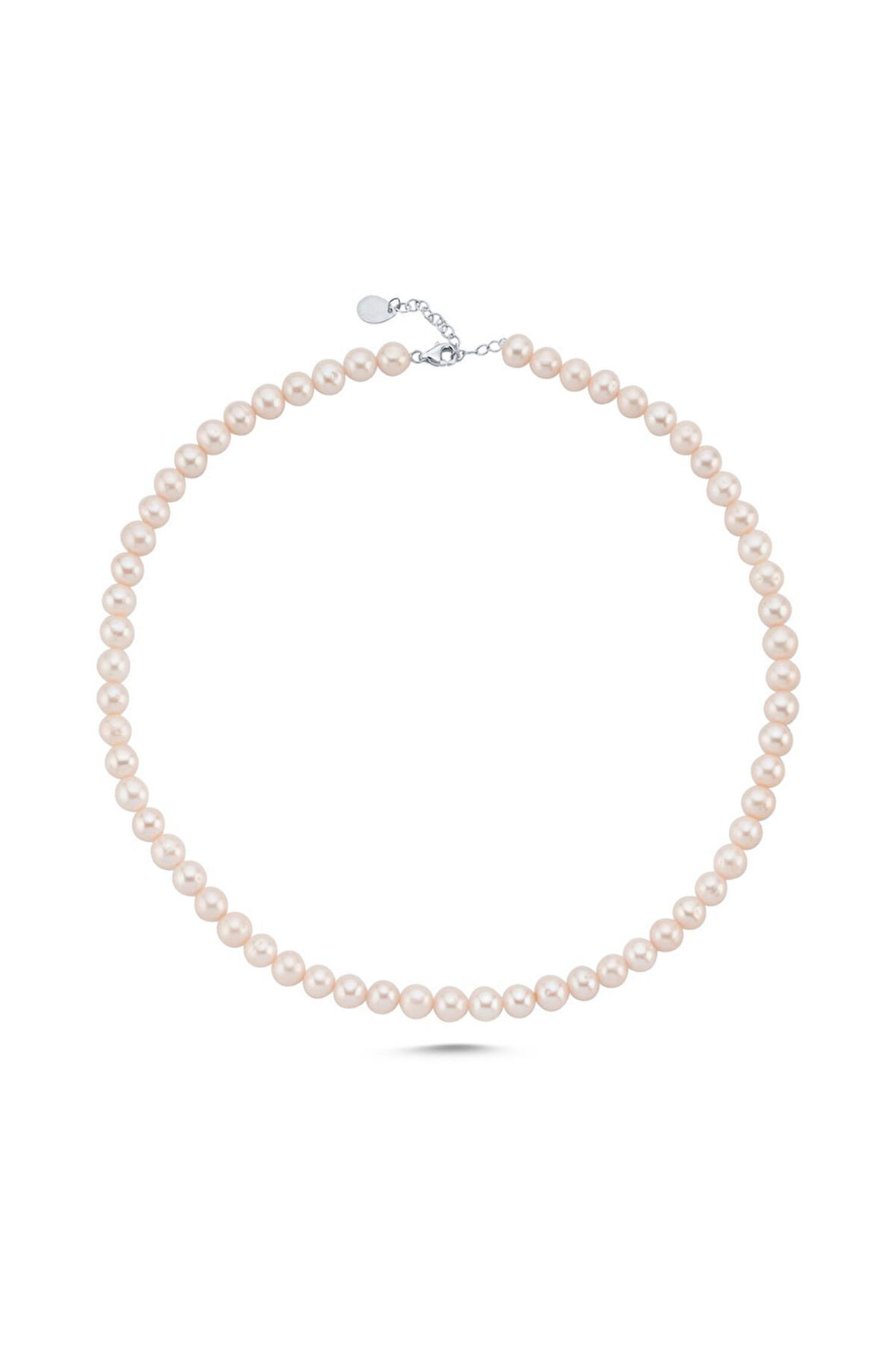 925 Ayar Gümüş 8 mm Doğal İnci Kadın Kolye