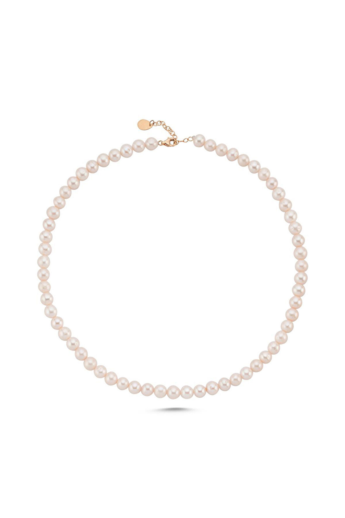 925 Ayar Gümüş 8 mm Doğal İnci Kadın Kolye