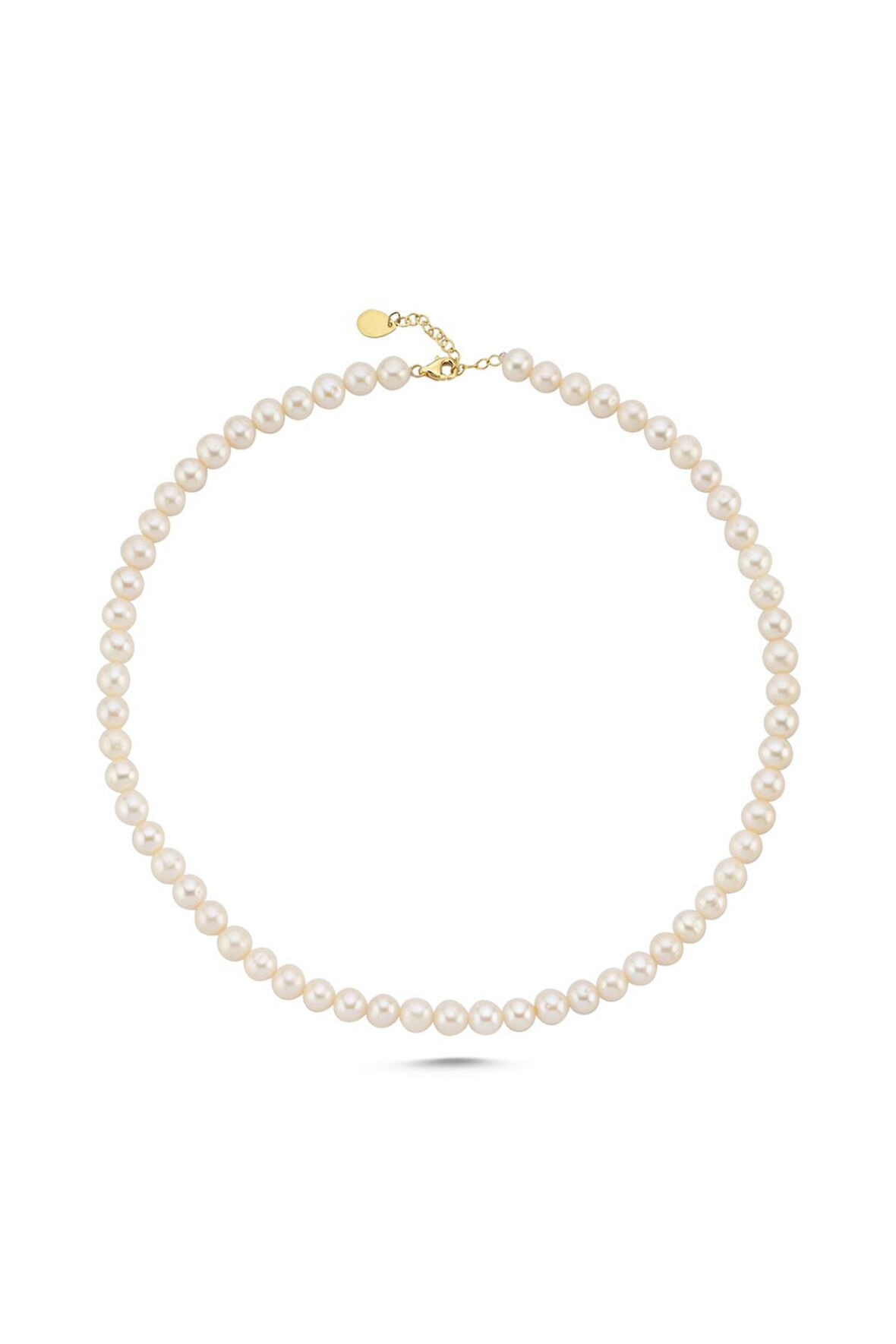 925 Ayar Gümüş 8 mm Doğal İnci Kadın Kolye