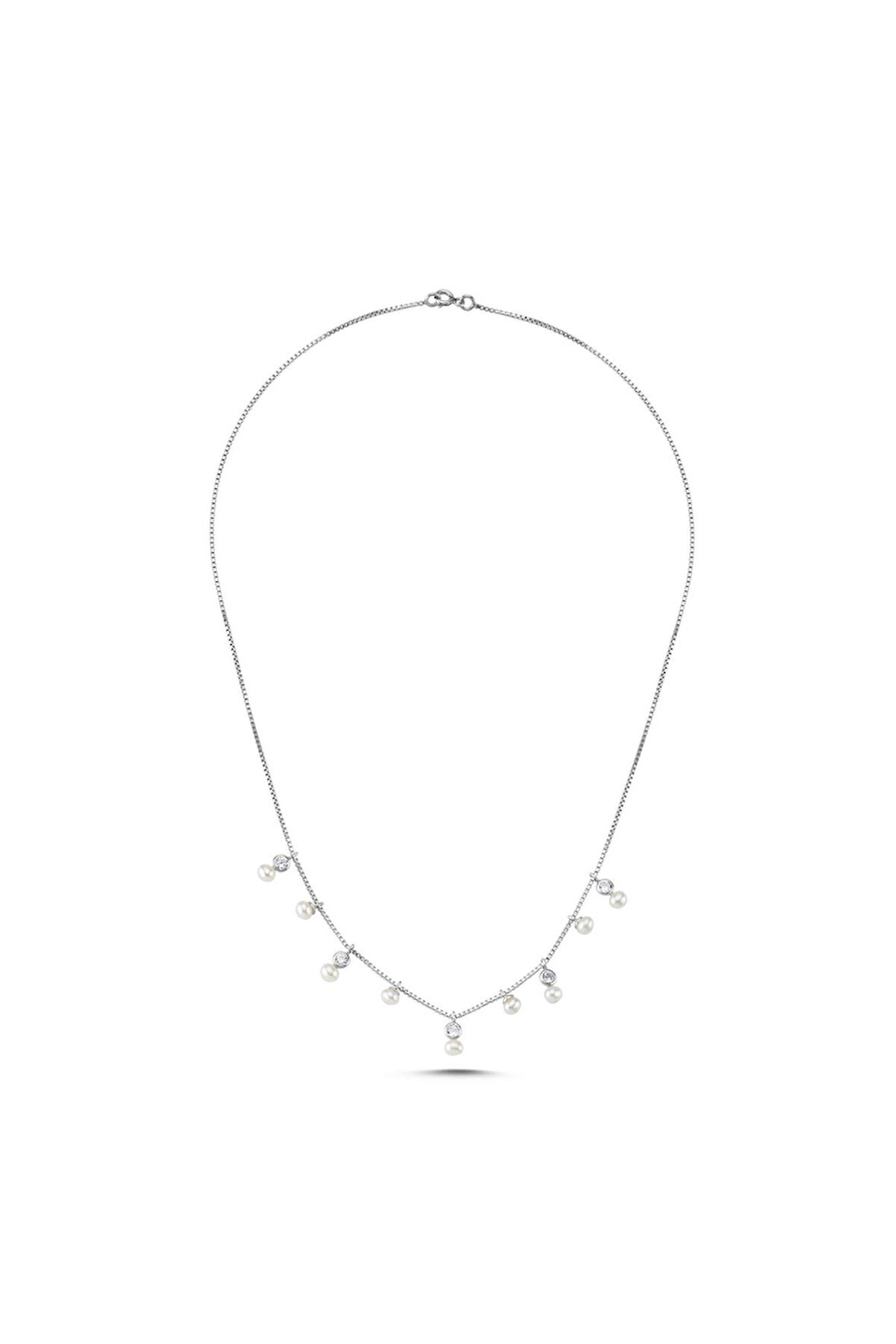 925 Ayar Gümüş Doğal İncili Zarif Kadın Kolye