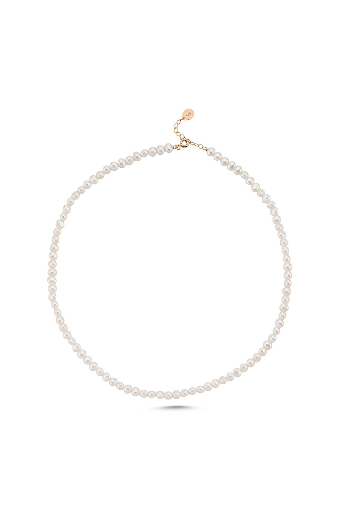 925 Ayar Gümüş Kadın 4.5 mm Sıralı Doğal İnci Kolye