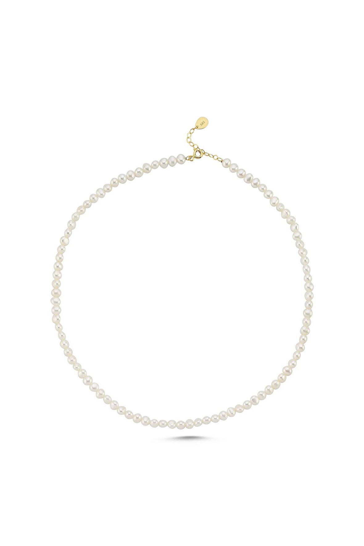 925 Ayar Gümüş Kadın 4.5 mm Sıralı Doğal İnci Kolye