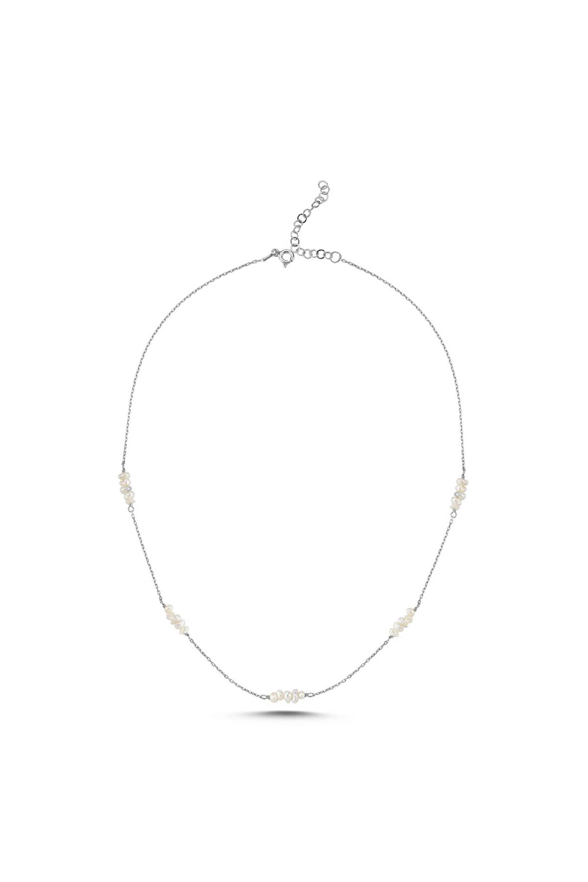 925 Ayar Gümüş Kadın Zincirli Çıtır Doğal İncili Kolye