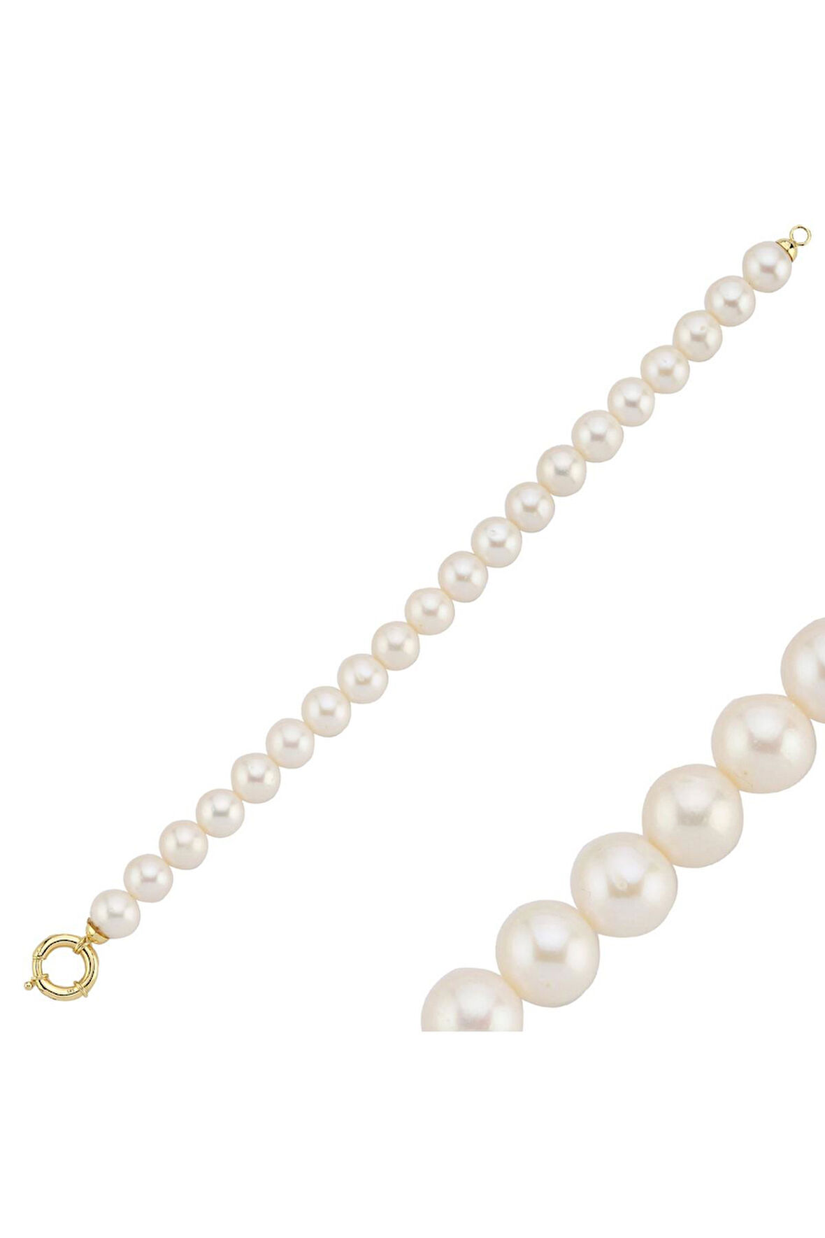 925 Ayar Gümüş 9 mm Gemici Kilit Doğal İnci Bileklik BVRTST08041