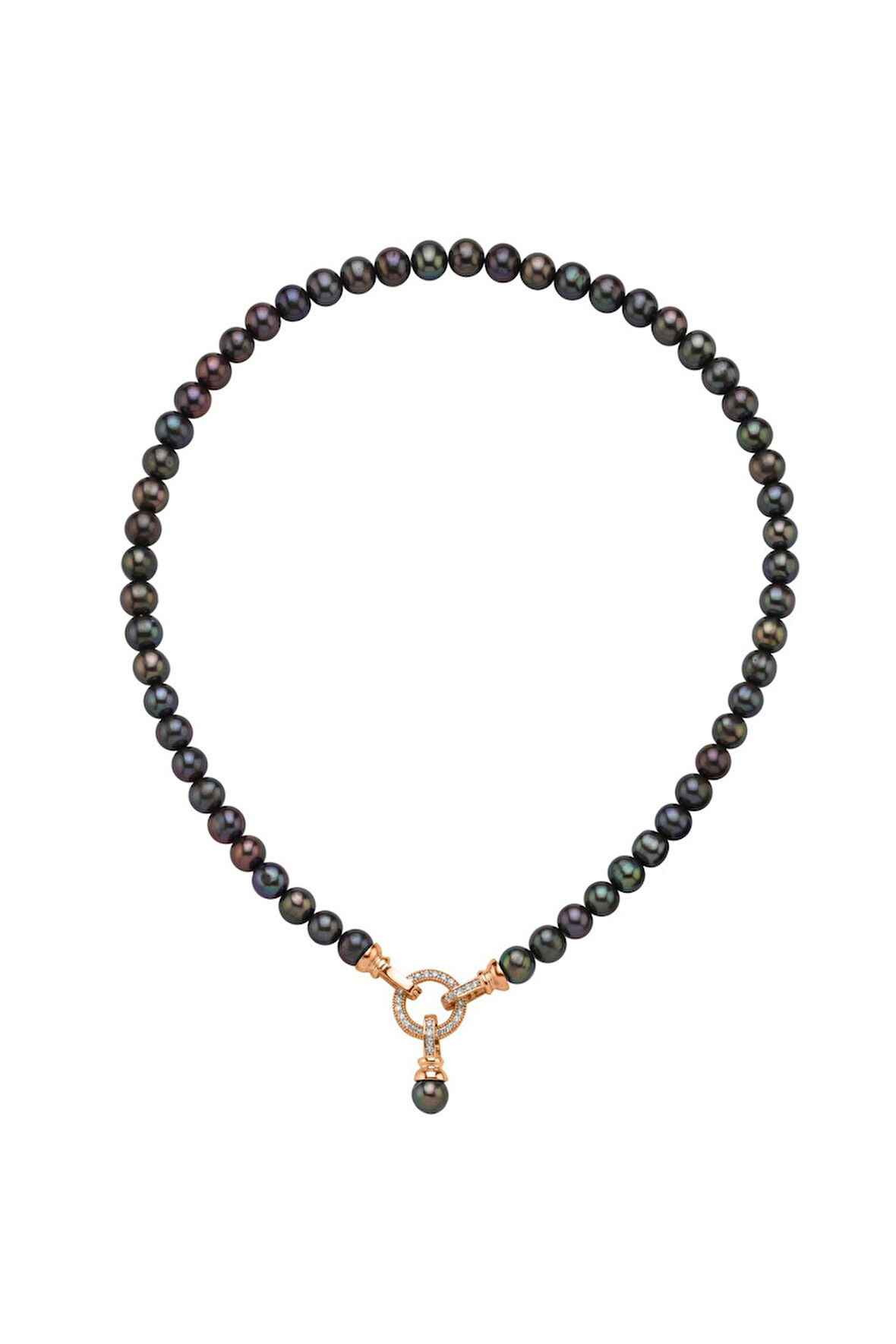 925 Ayar Gümüş 8 mm Halka Kilitli Doğal İnci Kolye