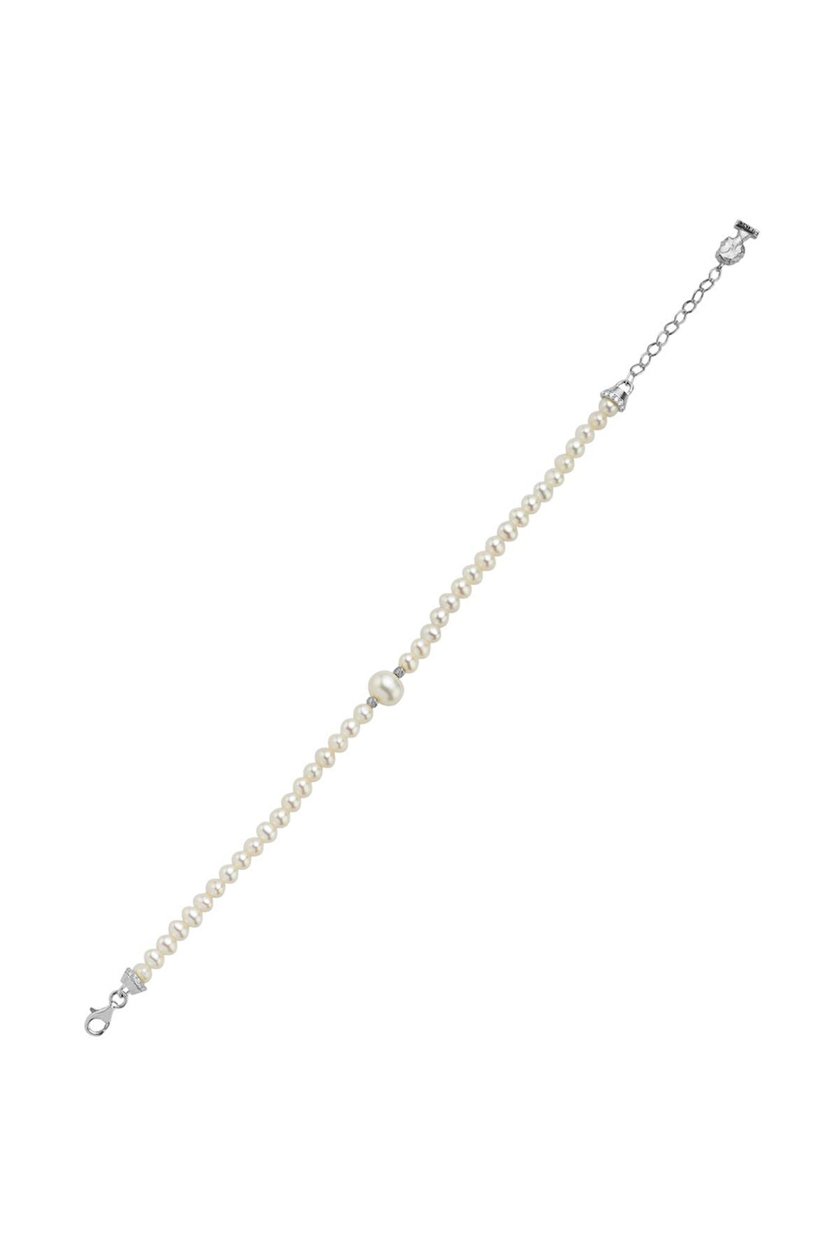 925 Ayar Gümüş 4 mm Dorikalı Doğal İnci Kadın Bileklik