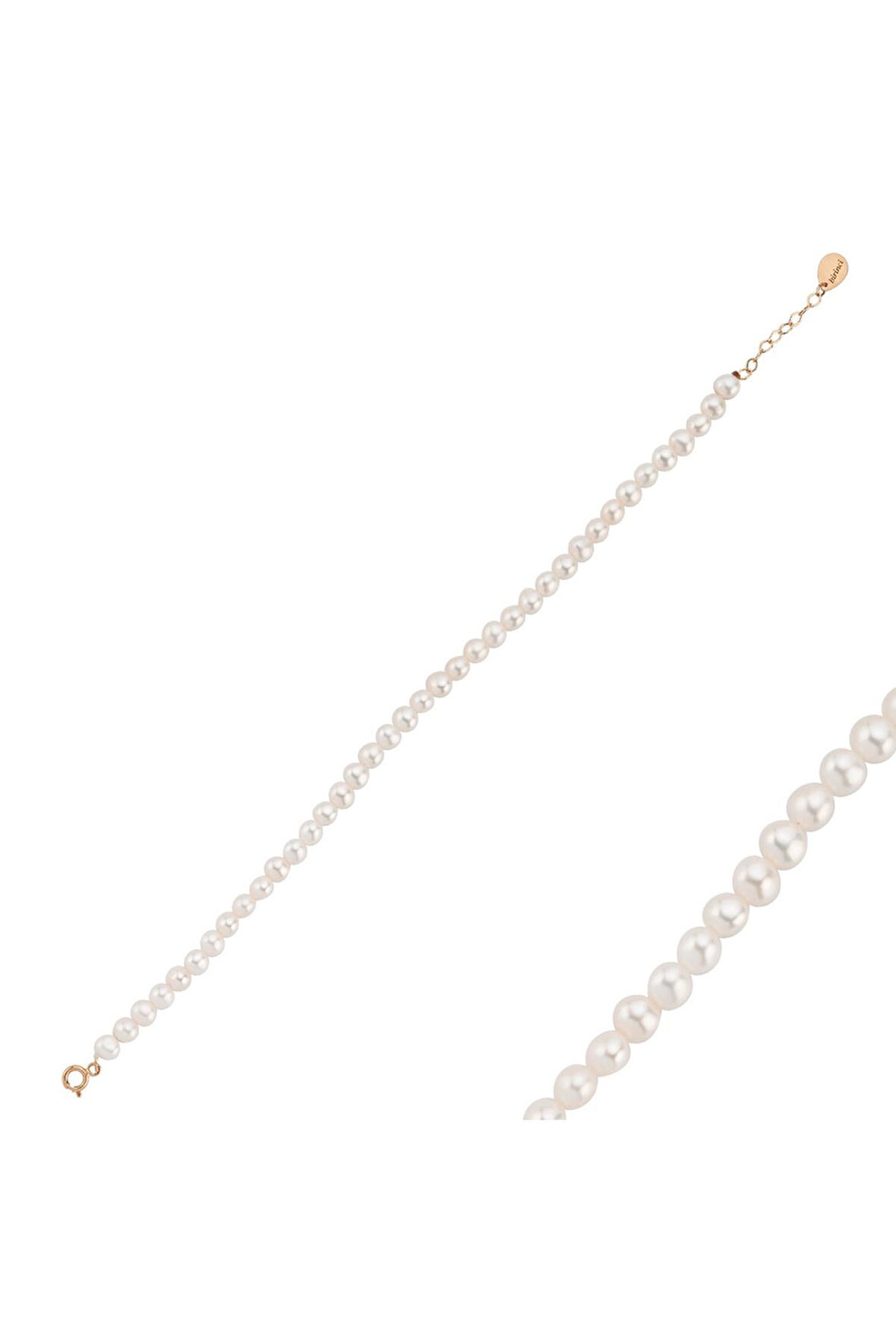 925 Ayar Gümüş 4 mm Doğal İnci Sıralı Bileklik