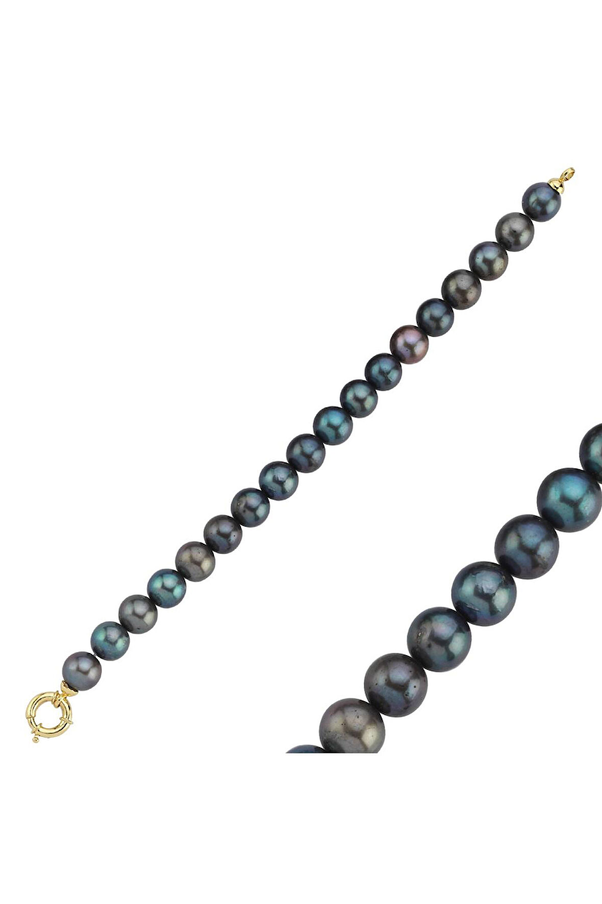 925 Ayar Gümüş 10 mm Denizci Kilit Sıralı Siyah İnci Bileklik