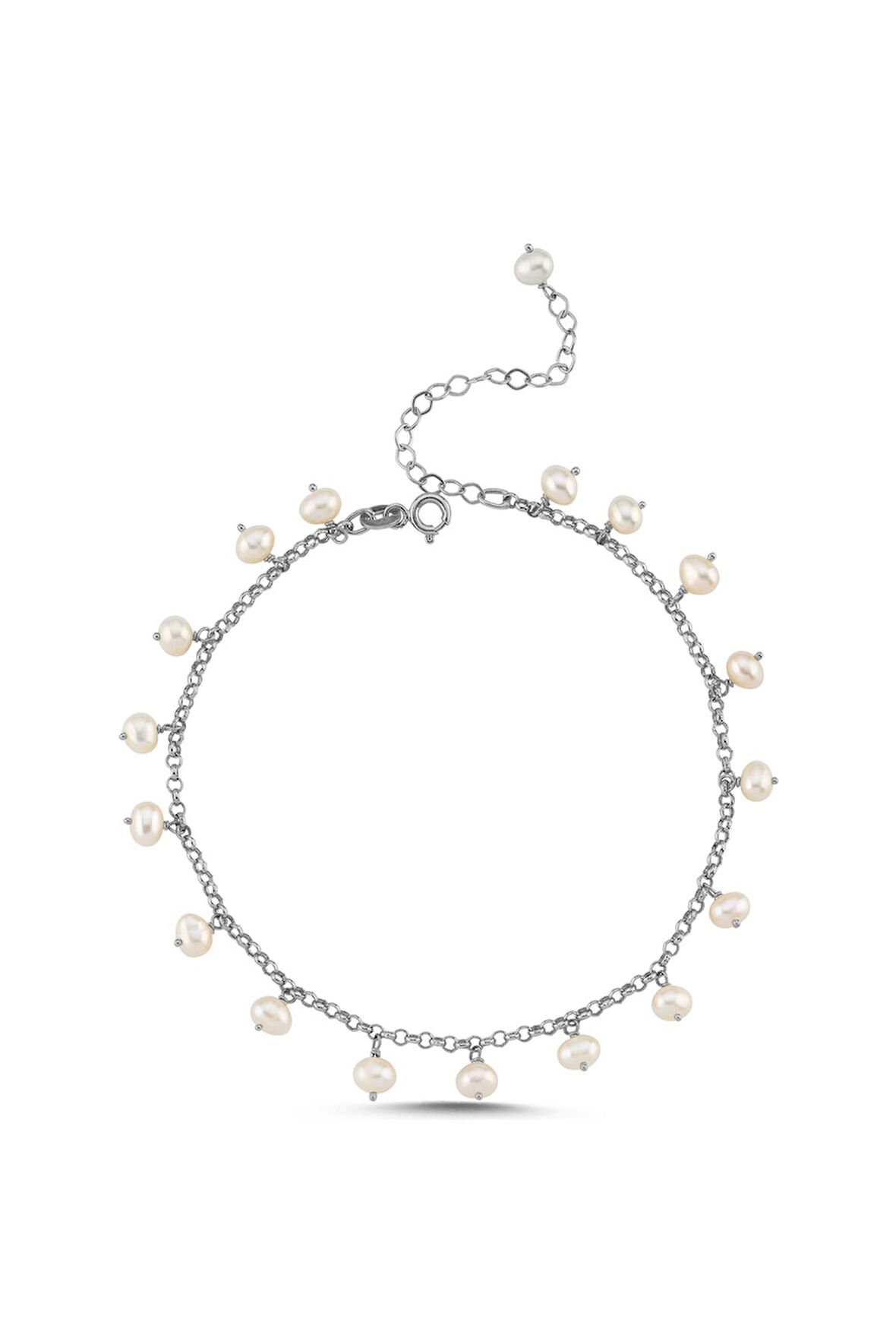 925 Ayar Gümüş İncili Zincir Bileklik 4 mm BVRTST14587BLK