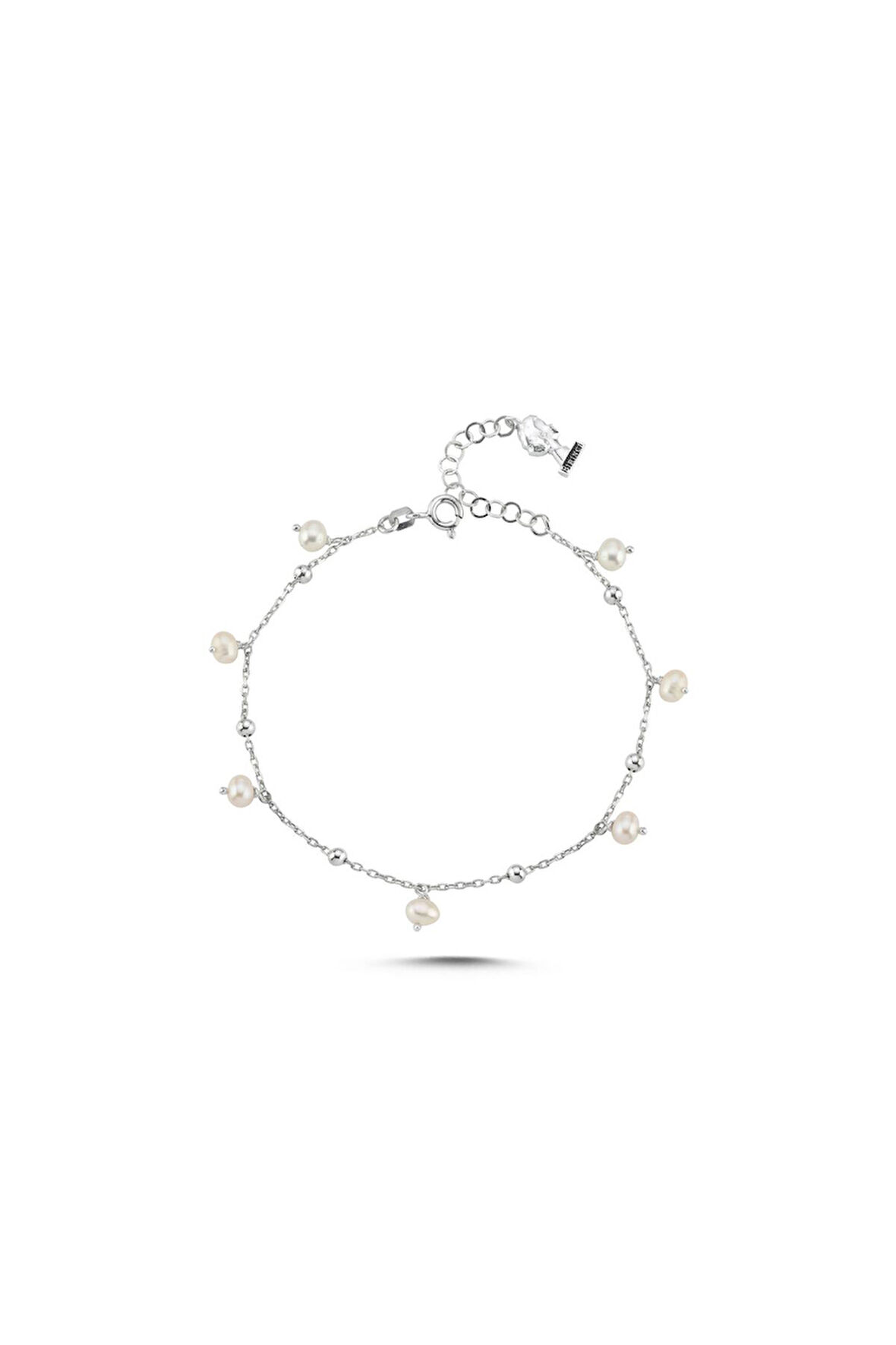 925 Ayar Gümüş İncili Zincir Bileklik 4 mm BVRTST14588BLK