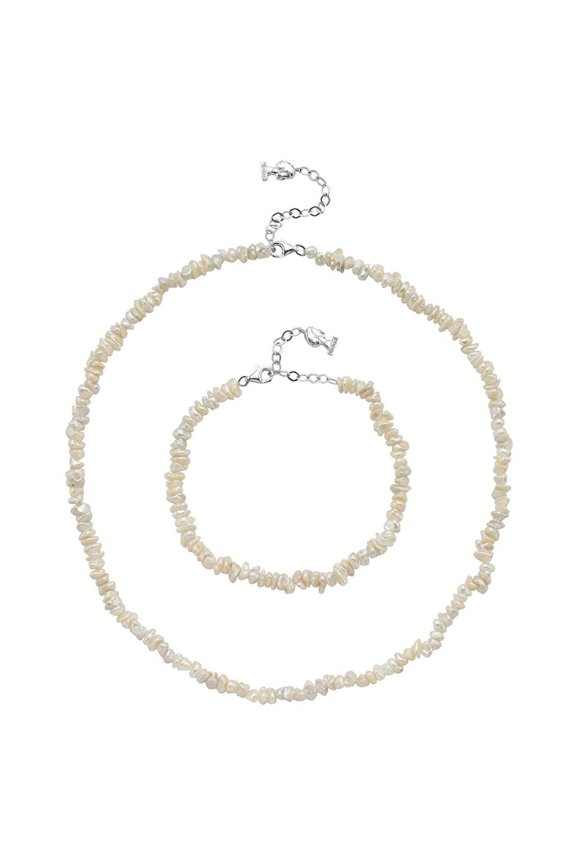 925 Ayar Gümüş 5 mm Bahreyn İnci Kolye Bileklik İkili Set