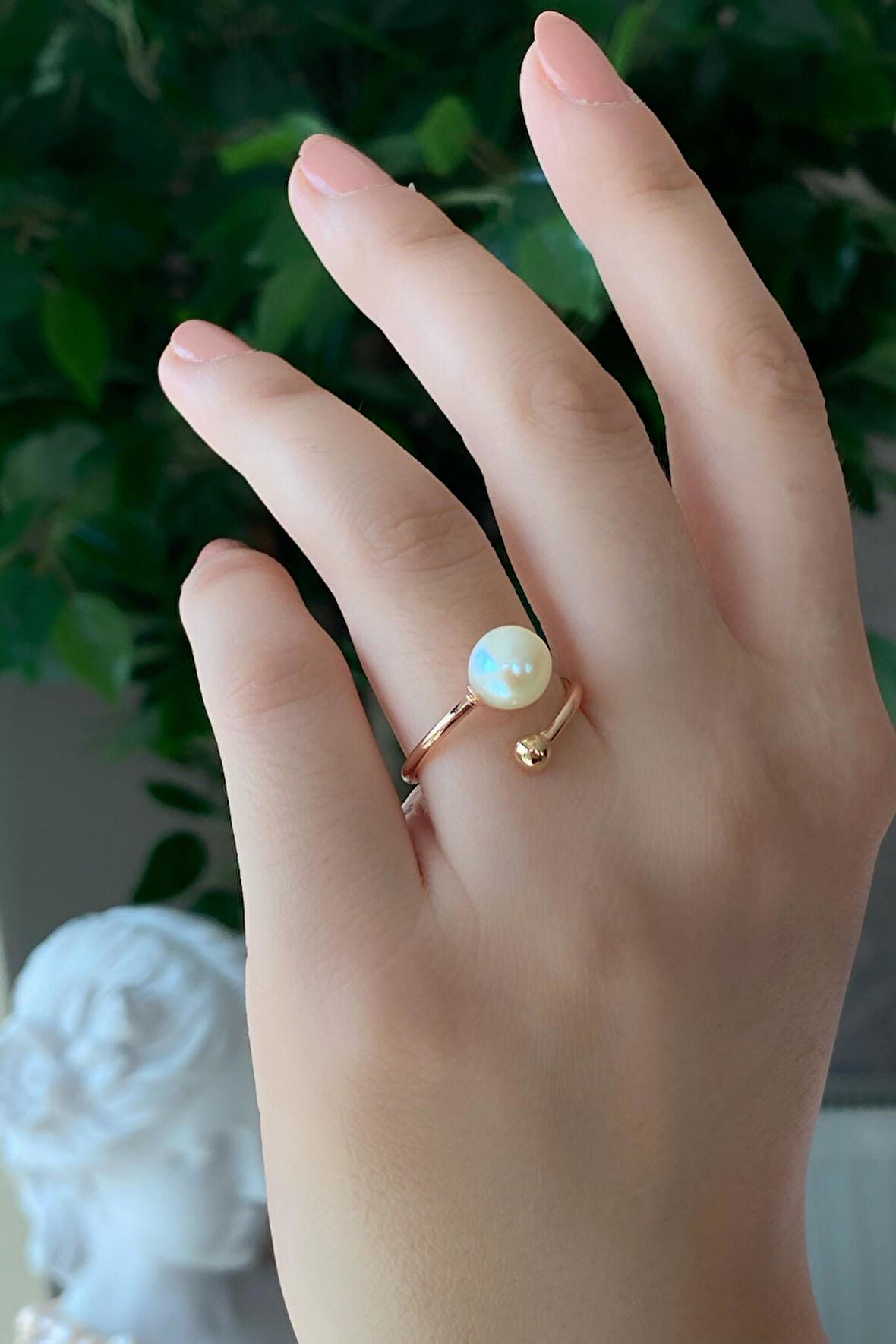 14 Ayar Altın 8 mm Doğal İnci Yüzük BVRTZ096077