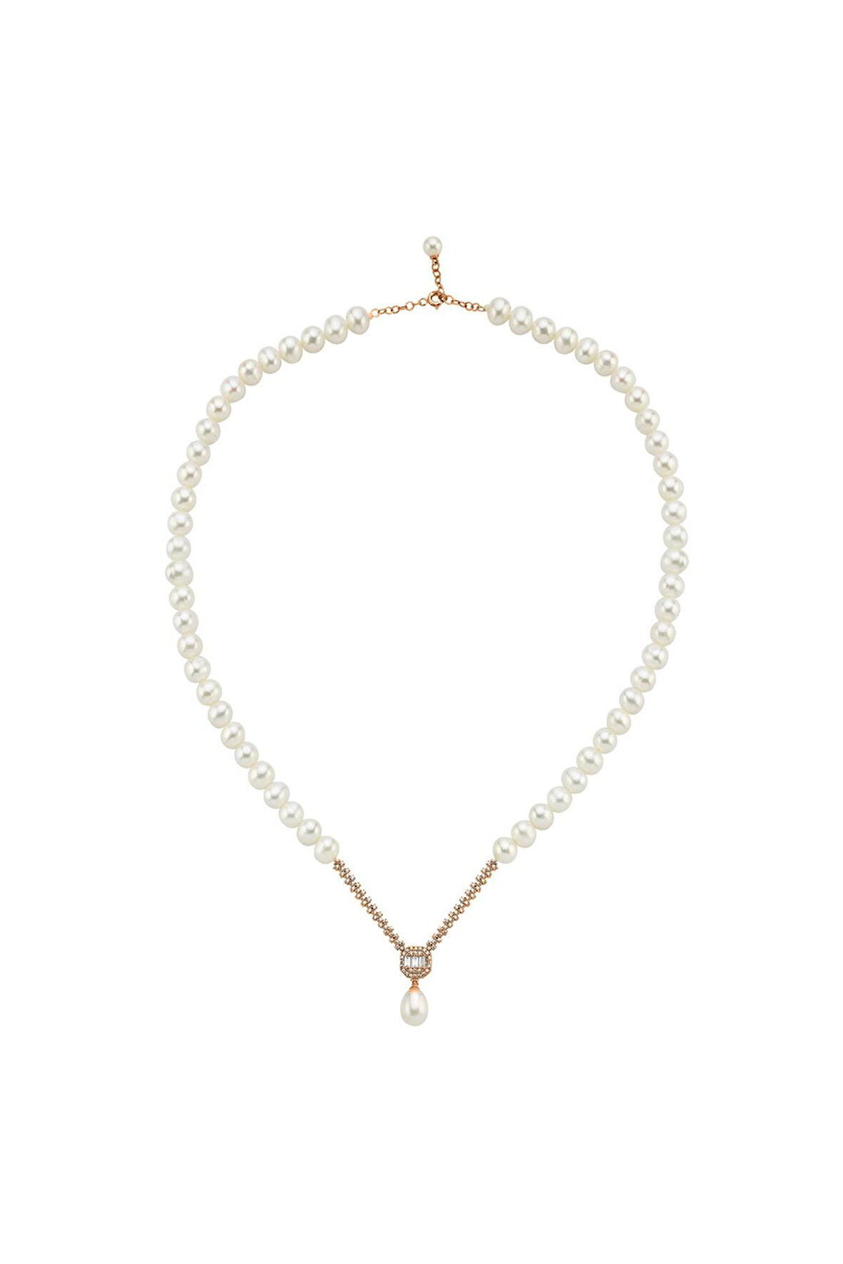 14 Ayar Altın 9 mm Baget Doğal İnci Kolye