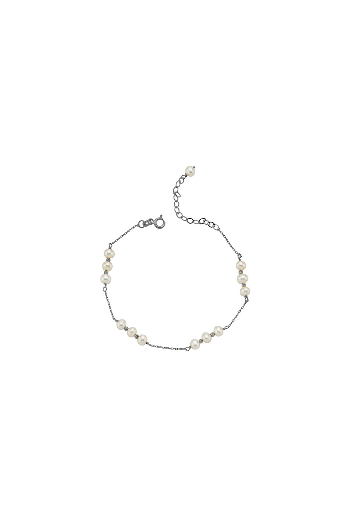 14 Ayar Altın 4 mm Üç İnci Dorika Toplu Doğal İnci Bileklik