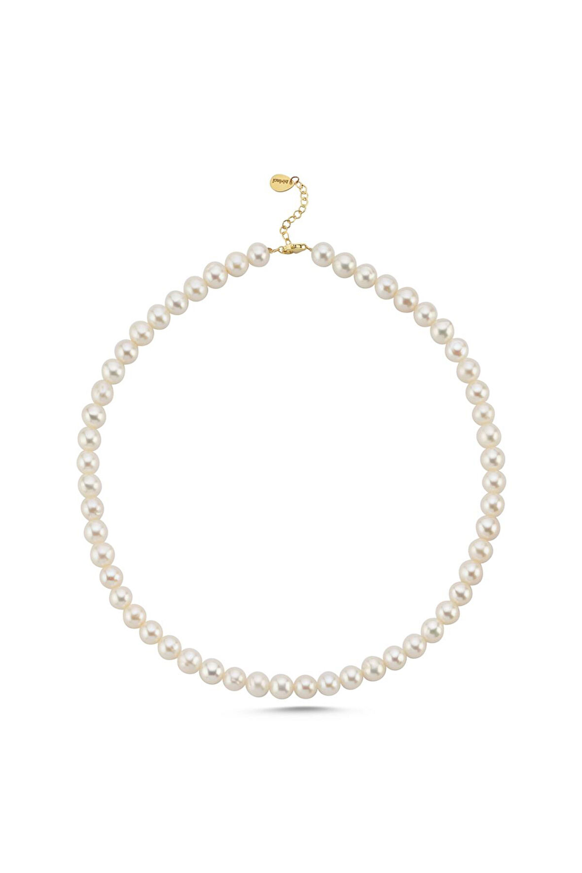 14 Ayar Altın Kadın 7 mm Sıralı Doğal İnci Kolye