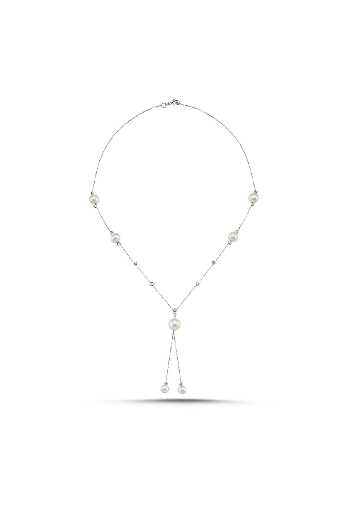 14 Ayar Altın 9 mm Dorikalı Sallantılı Doğal İnci Kolye