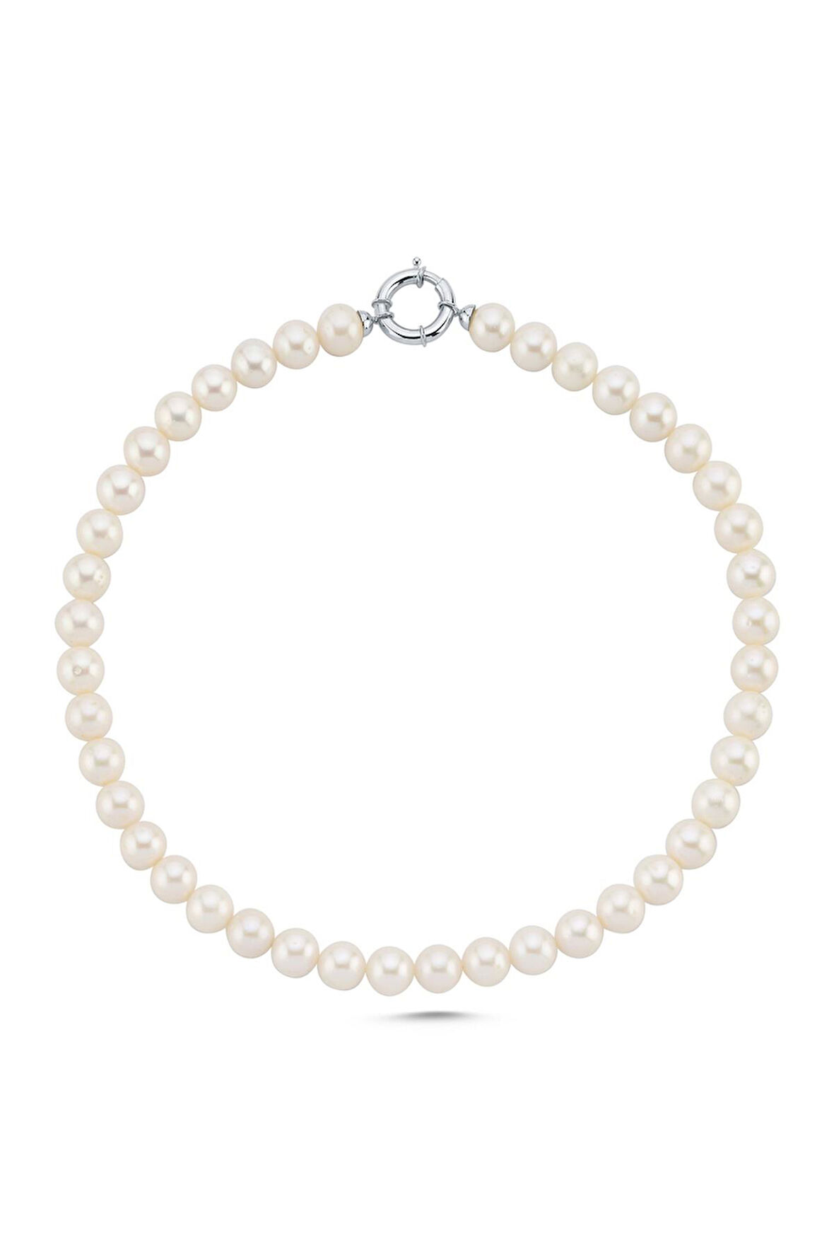 14 Ayar Altın 9 mm Denizci Kilit Doğal İnci Kolye