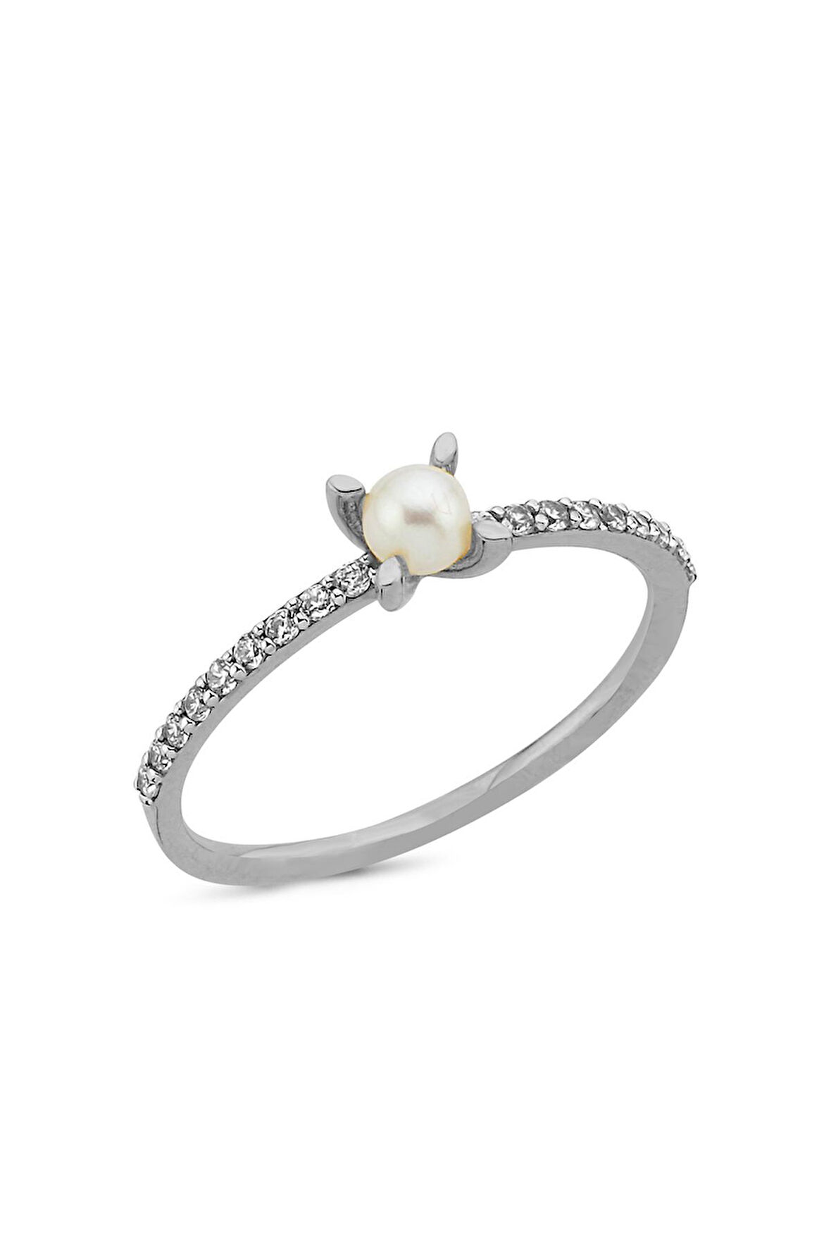 14 Ayar Altın 0,09 Ct Doğal İnci Pırlanta Yüzük