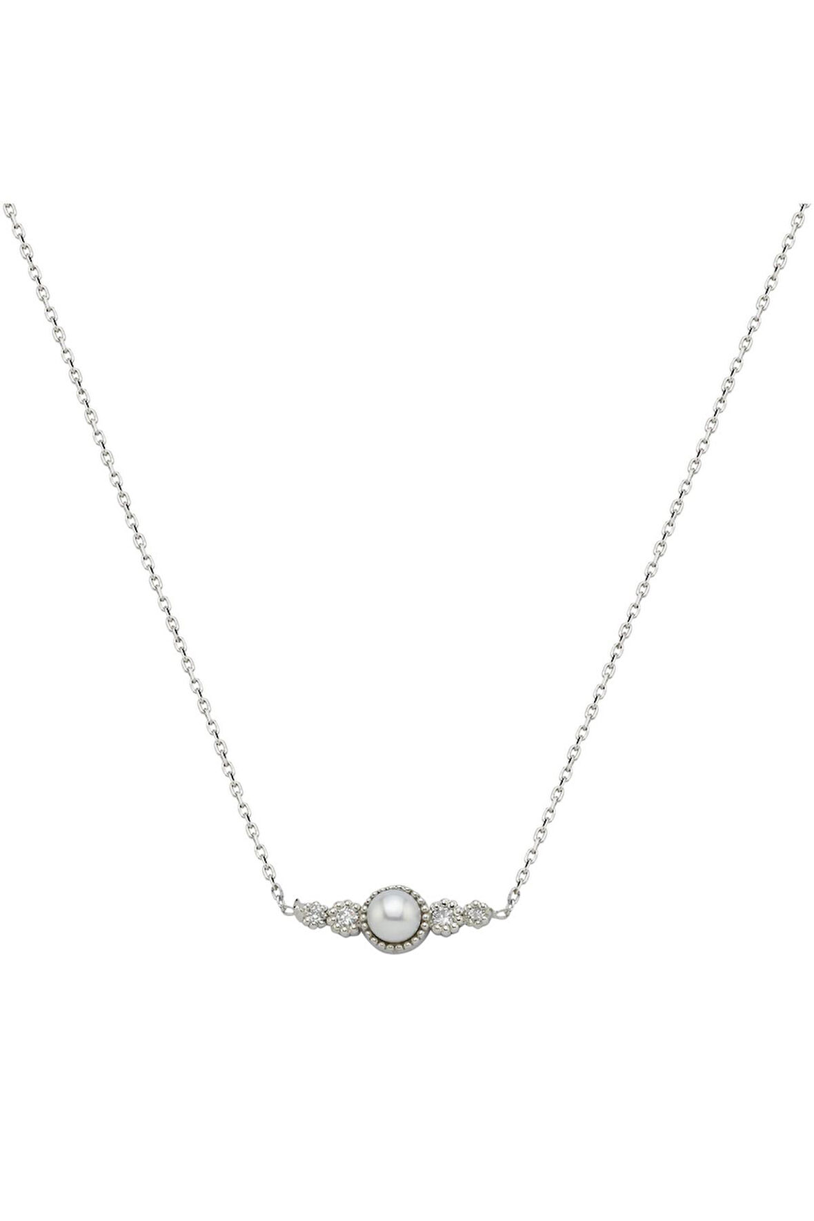 14 Ayar Altın Çıtır Doğal İnci 0,09 Ct Pırlanta Kolye