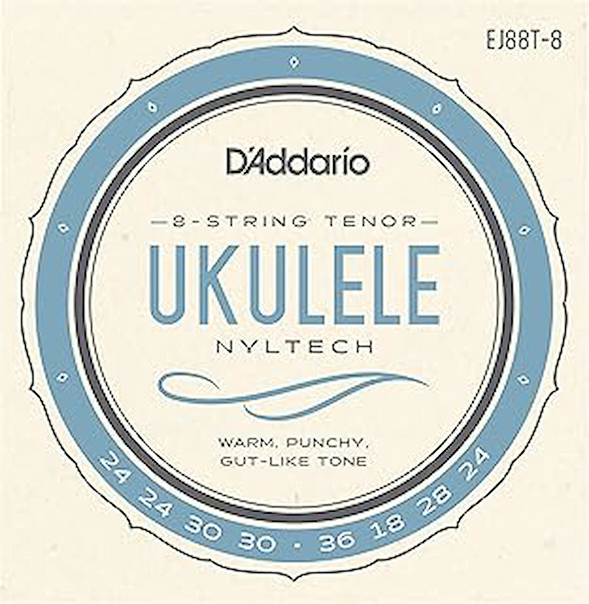 D'Addario EJ88T-8 8 telli Tenor Ukulele için naylon tel