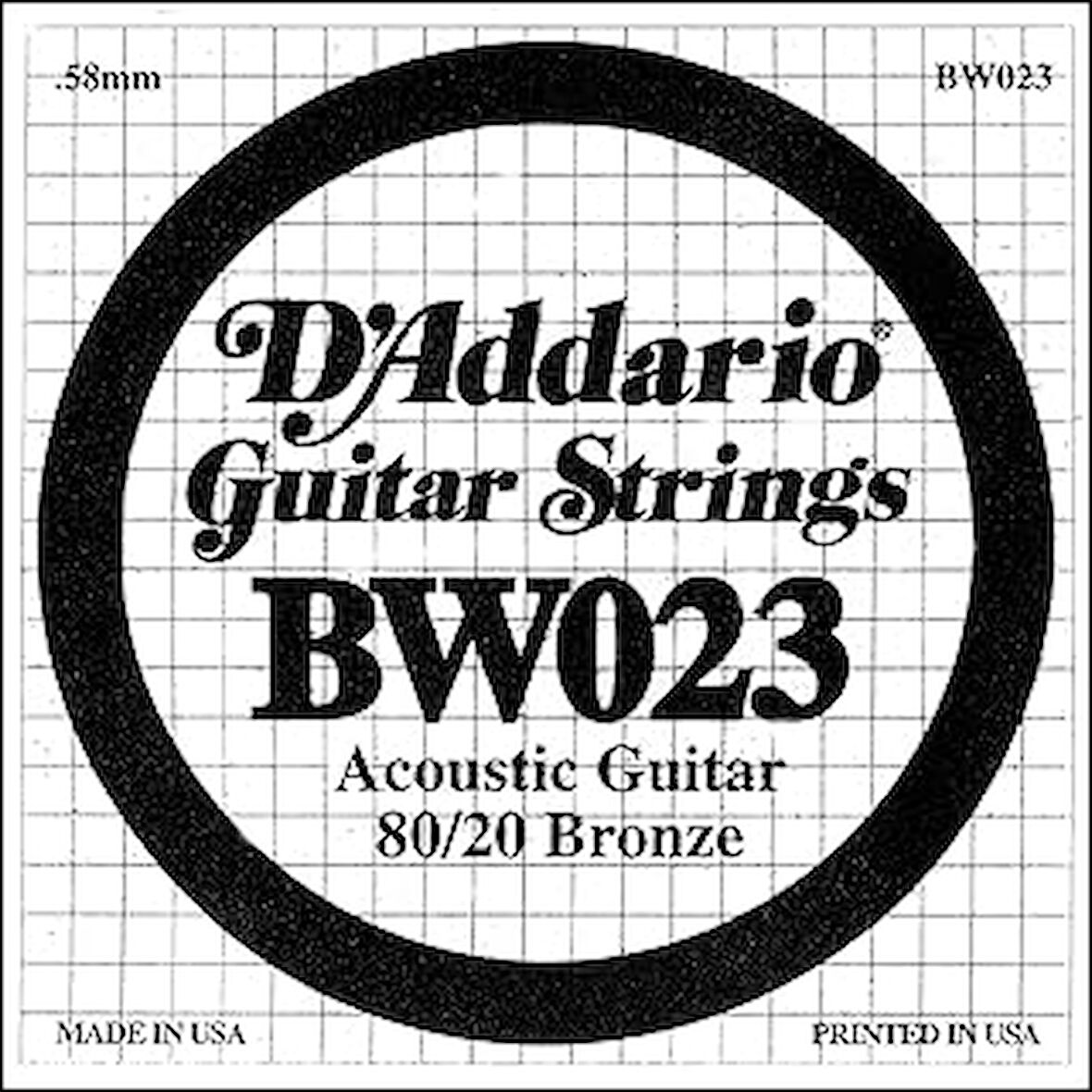 D'Addario Bw023 Akustik Tek Tel, 80/20 Bronze Wound, 023, Pa