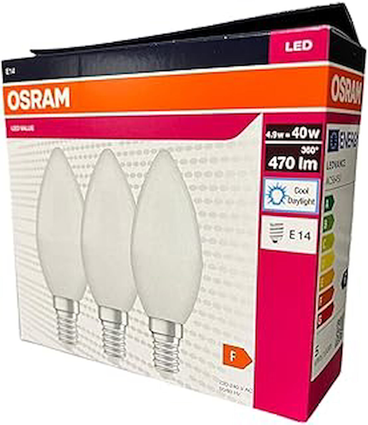 LED Value 4,9Watt Led Klasik Mum Ampul Beyaz Işık E14 Duy 3 lü Paket 470 Lümen