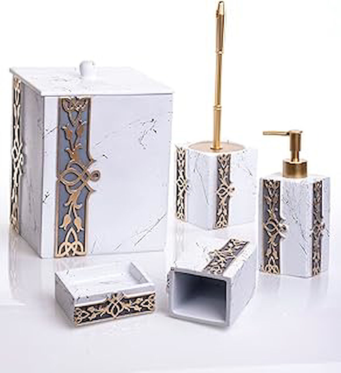 Mukko Home LALE BEYAZ 5 PARÇA LÜKS BANYO SETİ