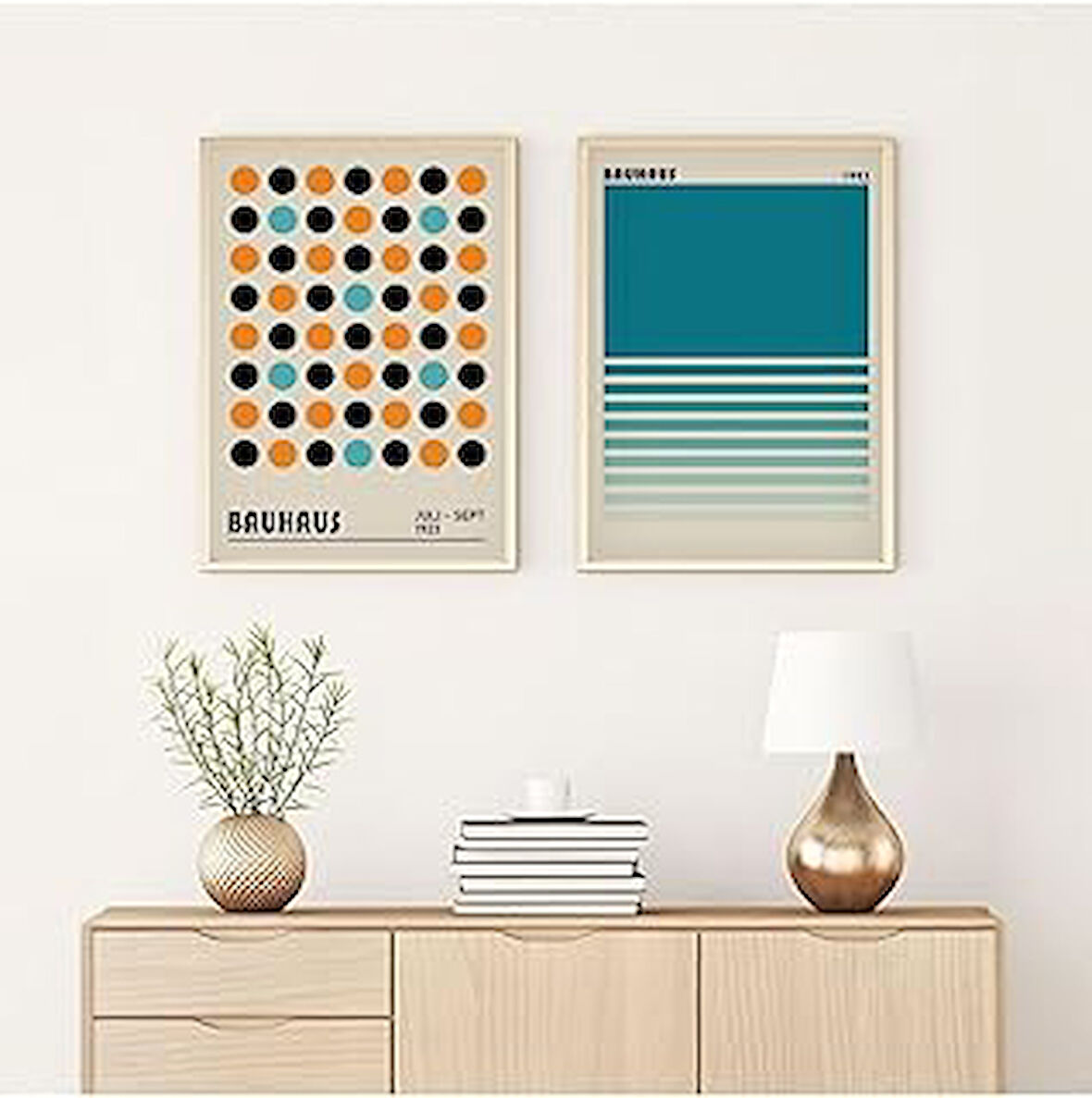 Huhuli Ahşap Çerçeveli 2’Li Modern Tablo Huhu249 50 x 70 2P50X70D00249