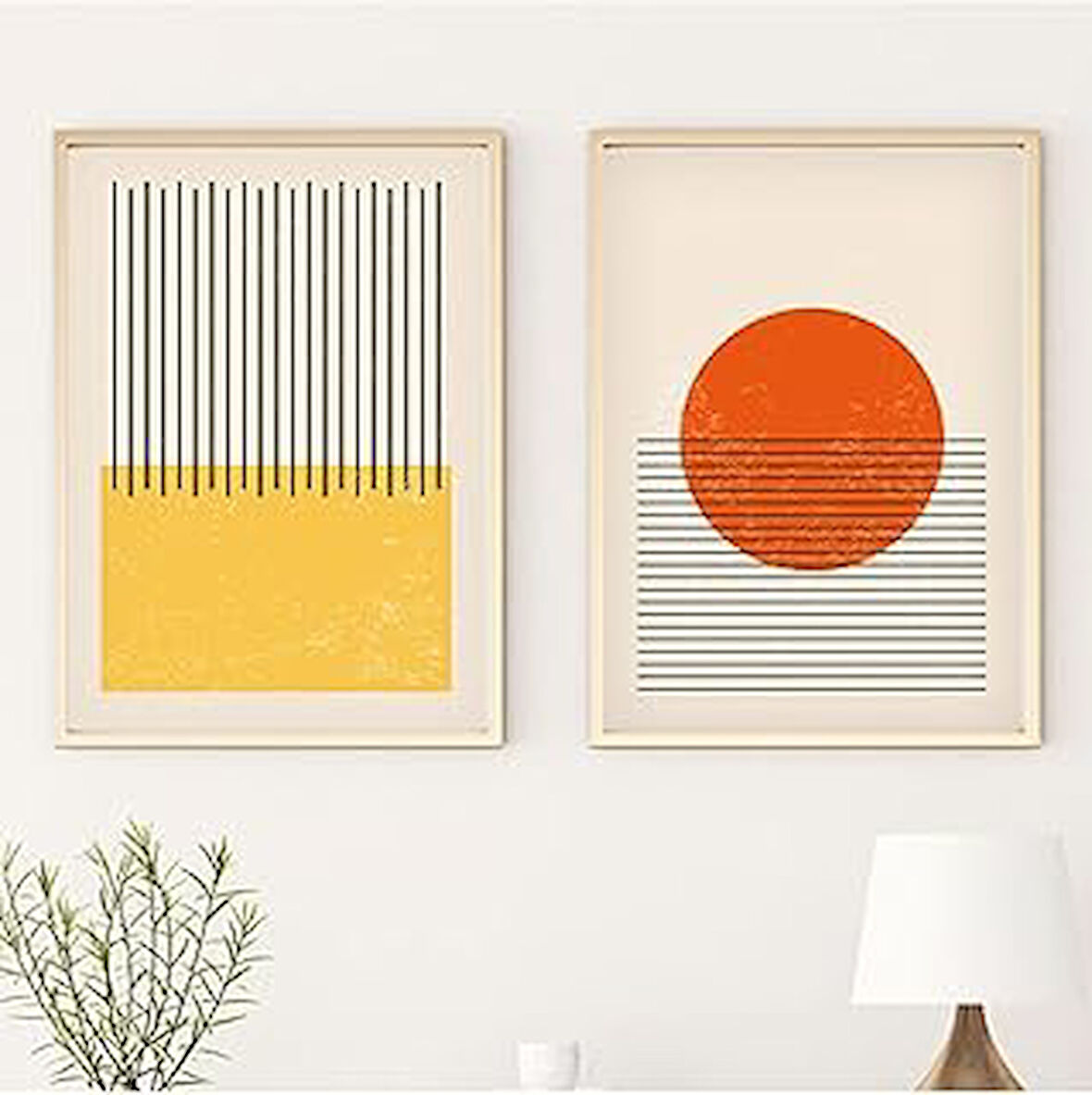 Huhuli Ahşap Çerçeveli Modern Tablo Seti Huhu13 50 x 70 2P50x70D00013