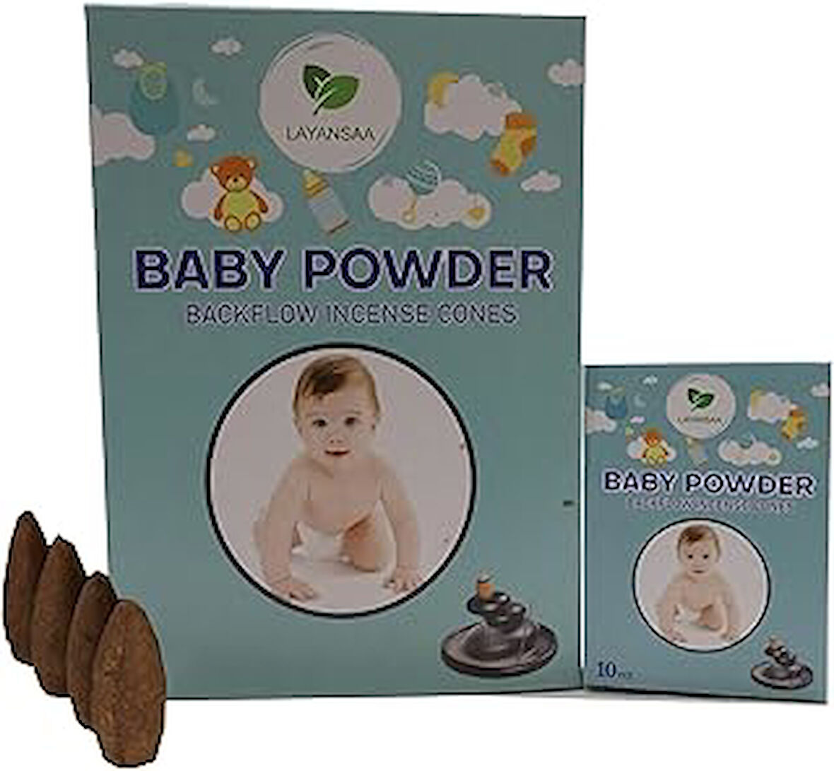 Baby Powder - Bebek Pudrası - Rahatlatıcı - Meditasyon/Perfumed Meditation Özel Aromalı Special Collection Geri Akış Normal Boy Backflow HD Meditation Özel Aromalı Cones Konik Tütsü Paket 10 Adet