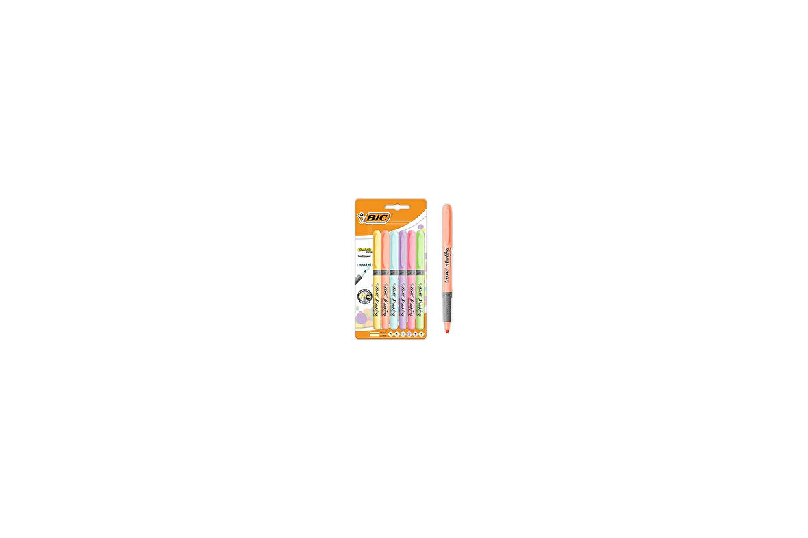 Intensity Highlighter Pastel Marker Fosforlu Kalem 6'lı Blister, Su Bazlı Mürekkep, 6 Pastel Renk, Kauçuk Tutaçlı