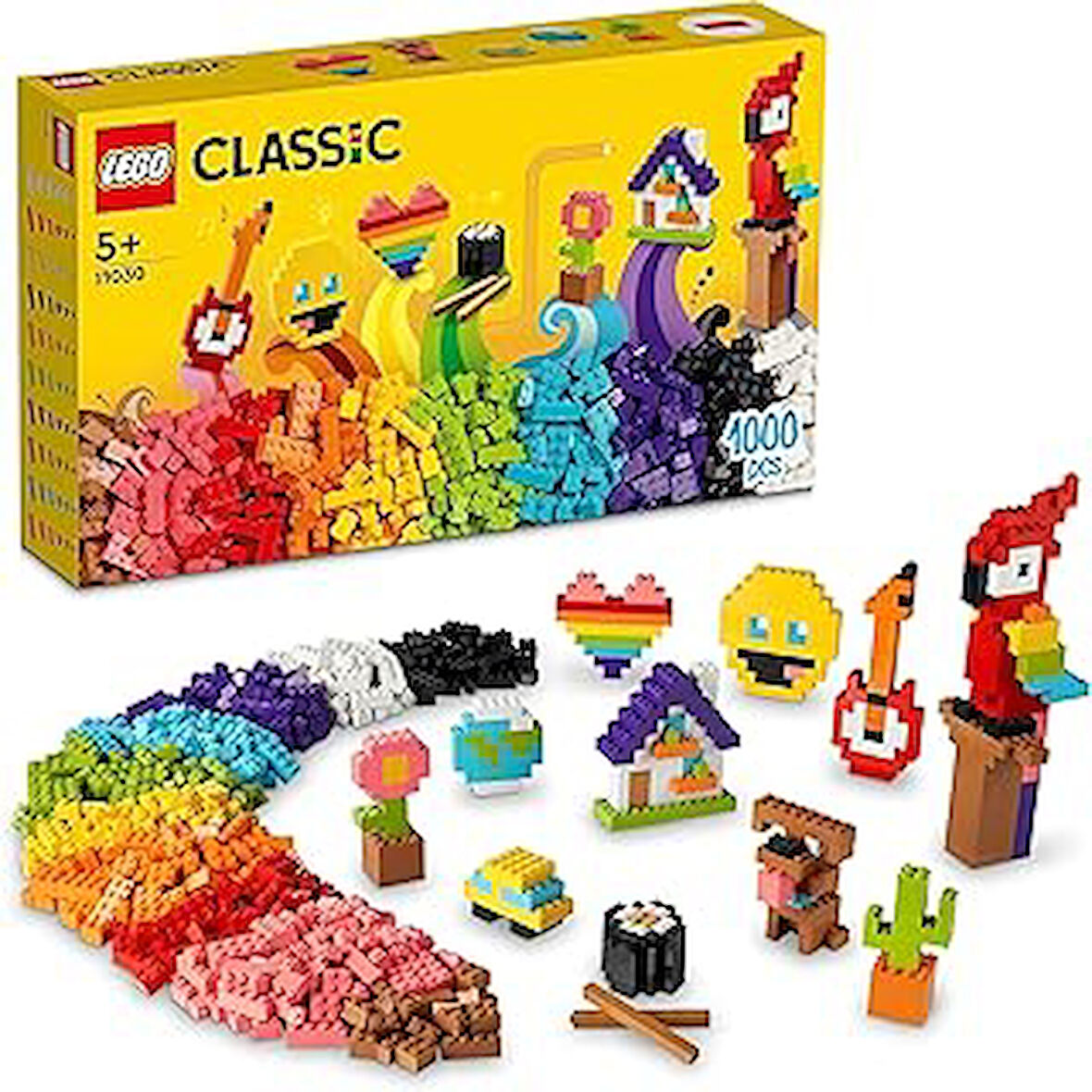 LEGO® Classic Bir Sürü Yapım Parçası 11030-5 Yaş ve Üzeri Çocuklar için Çiçek, Model ve Emojiler gibi Bir Çok Model İnşa Edebileceğiniz Renkli, Yaratıcı Oyuncak Yapım Seti