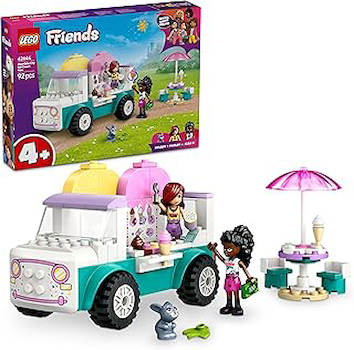 Friends Heartlake City Dondurma Kamyonu 42644-4 Yaş ve Üzeri Kız ve Erkek Çocukları için Mini Bebek İçeren Yaratıcı Oyuncak Yapım Seti, Doğum Günü Hediyesi