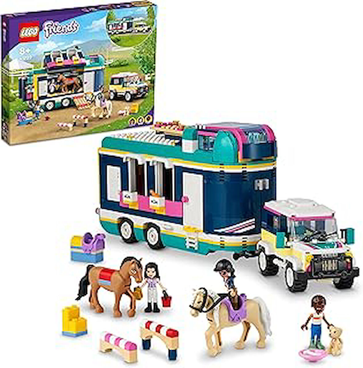 LEGO® Friends At Gösterisi Römorku 41722-8 Yaş ve Üzeri Çocuklar için At Binme Ekipmanı İçeren Oyuncak Yapım Seti