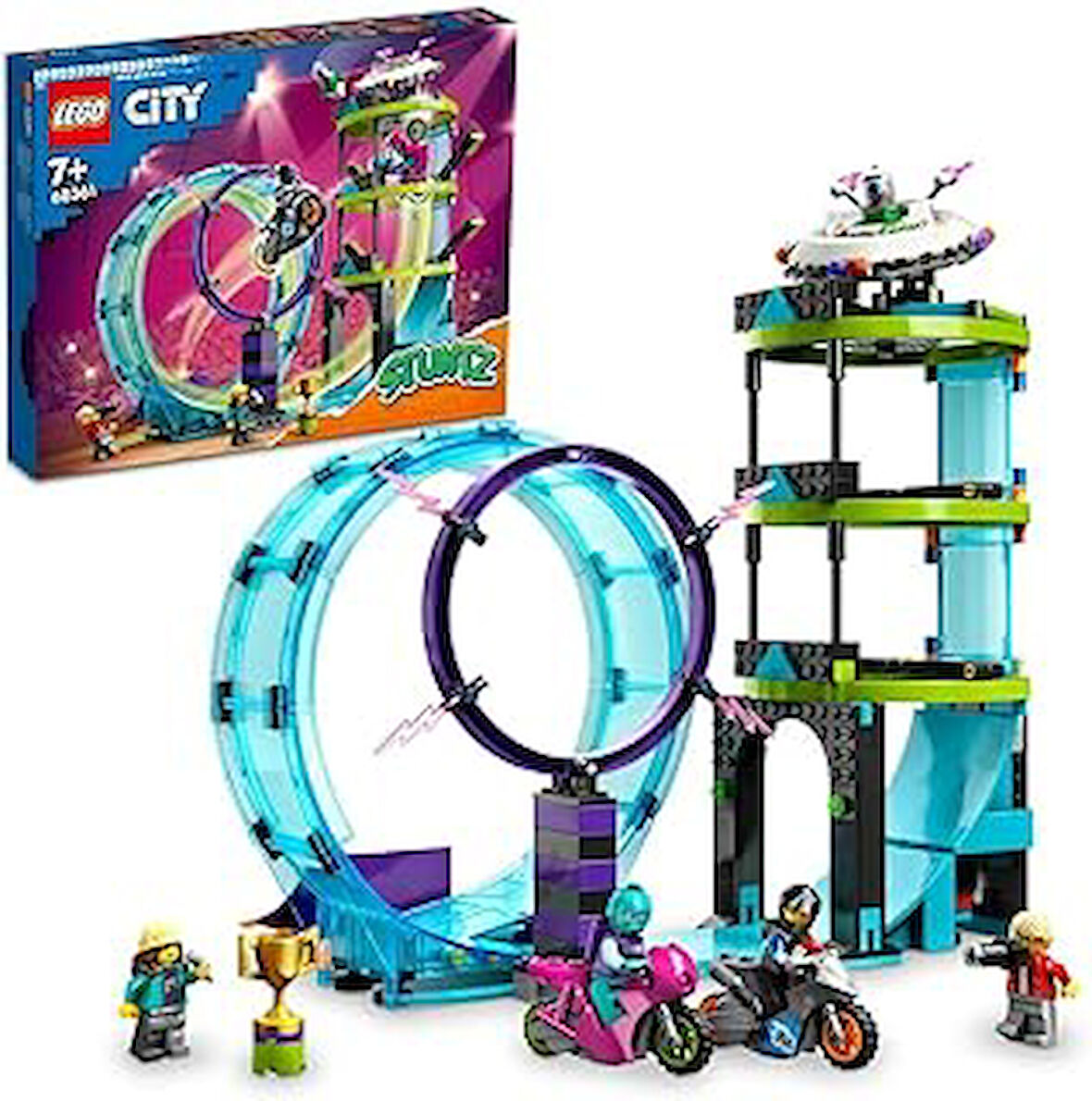 LEGO® City Muhteşem Gösteri Sürücüleri Yarışması 60361-7 Yaş ve Üzeri Çocuklar için 1 veya 2 Oyunculu Gösteri Motosikleti ve Minifigür İçeren Yaratıcı Oyuncak Yapım Seti