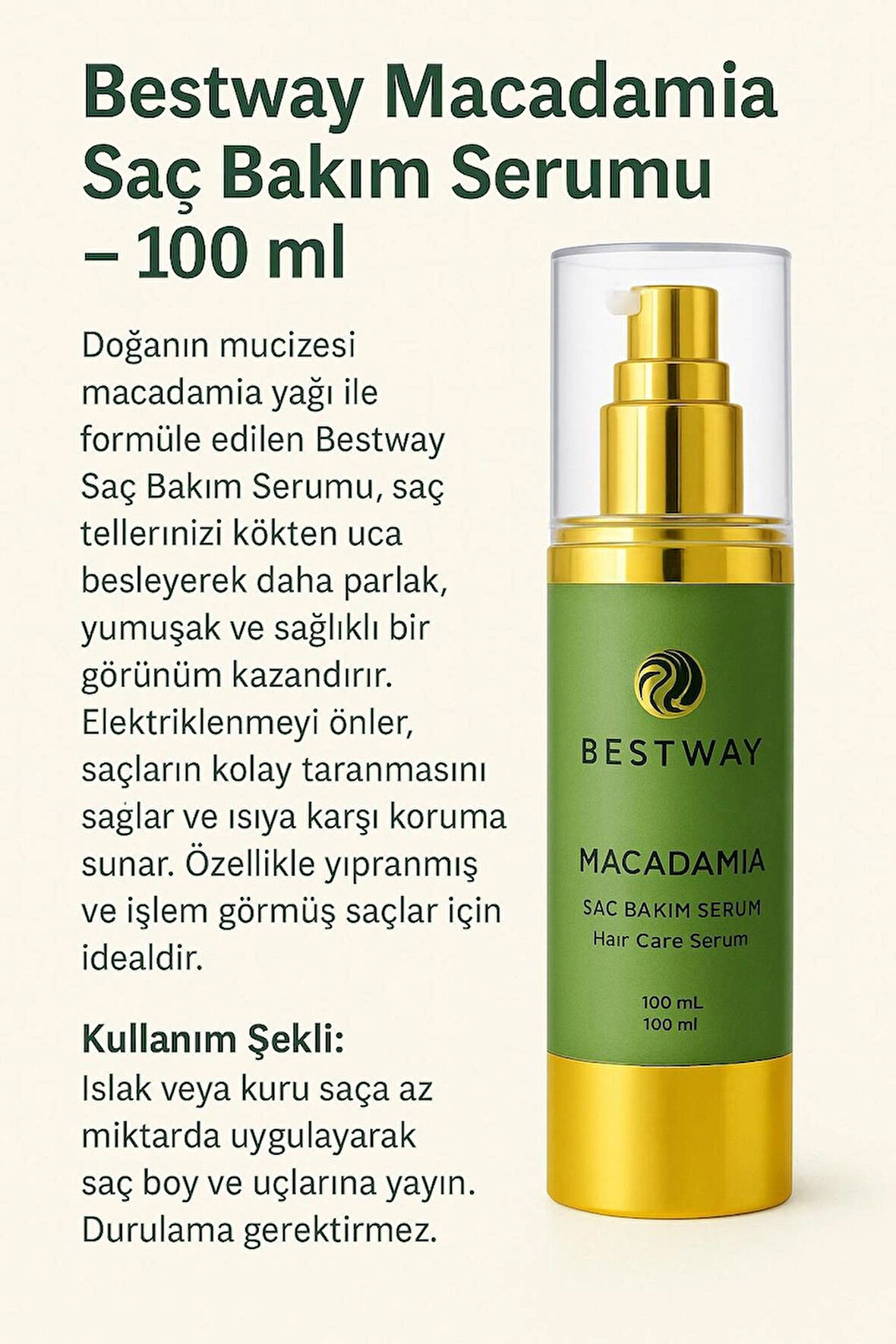  MACADAMIA YAĞLI  SAÇ BAKIM SERUMU