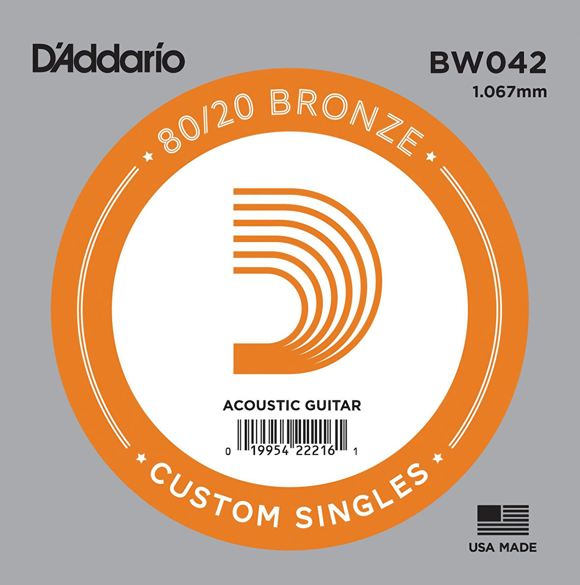 DADDARIO BW042 AKUSTİK TEK TEL, 80/20 BRONZE WOUND, 042, A-(LA)