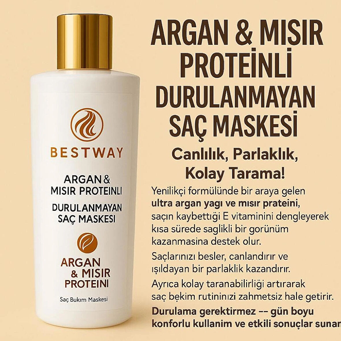BESTWAY ARGAN VE MISIR DURULANMAYAN SAÇ MASKESİ