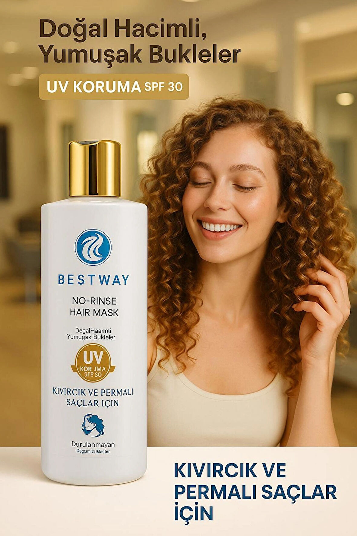 BESTWAY KIVIRCIK VE PERMALI SAÇLAR İÇİN DURULANMAYAN SAÇ MASKESİ