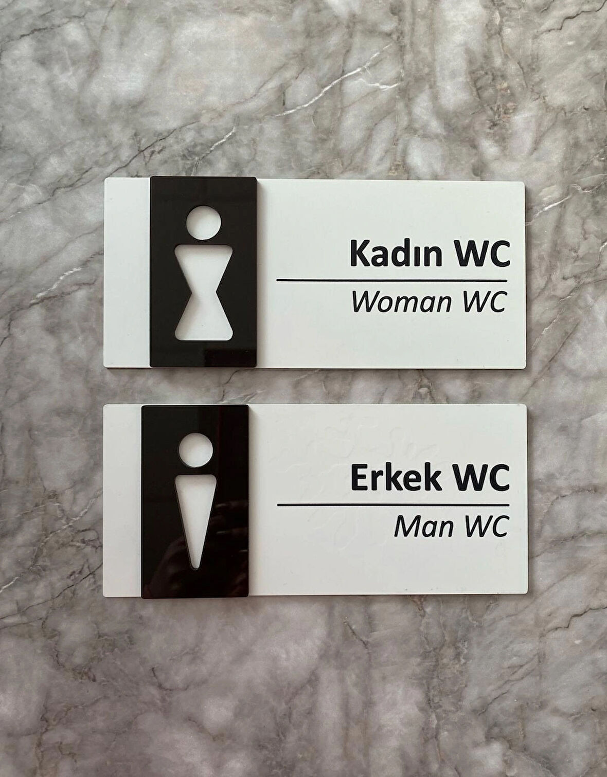 Basic White Black Seri Kadın&Erkek WC Yönlendirme Levha Seti
